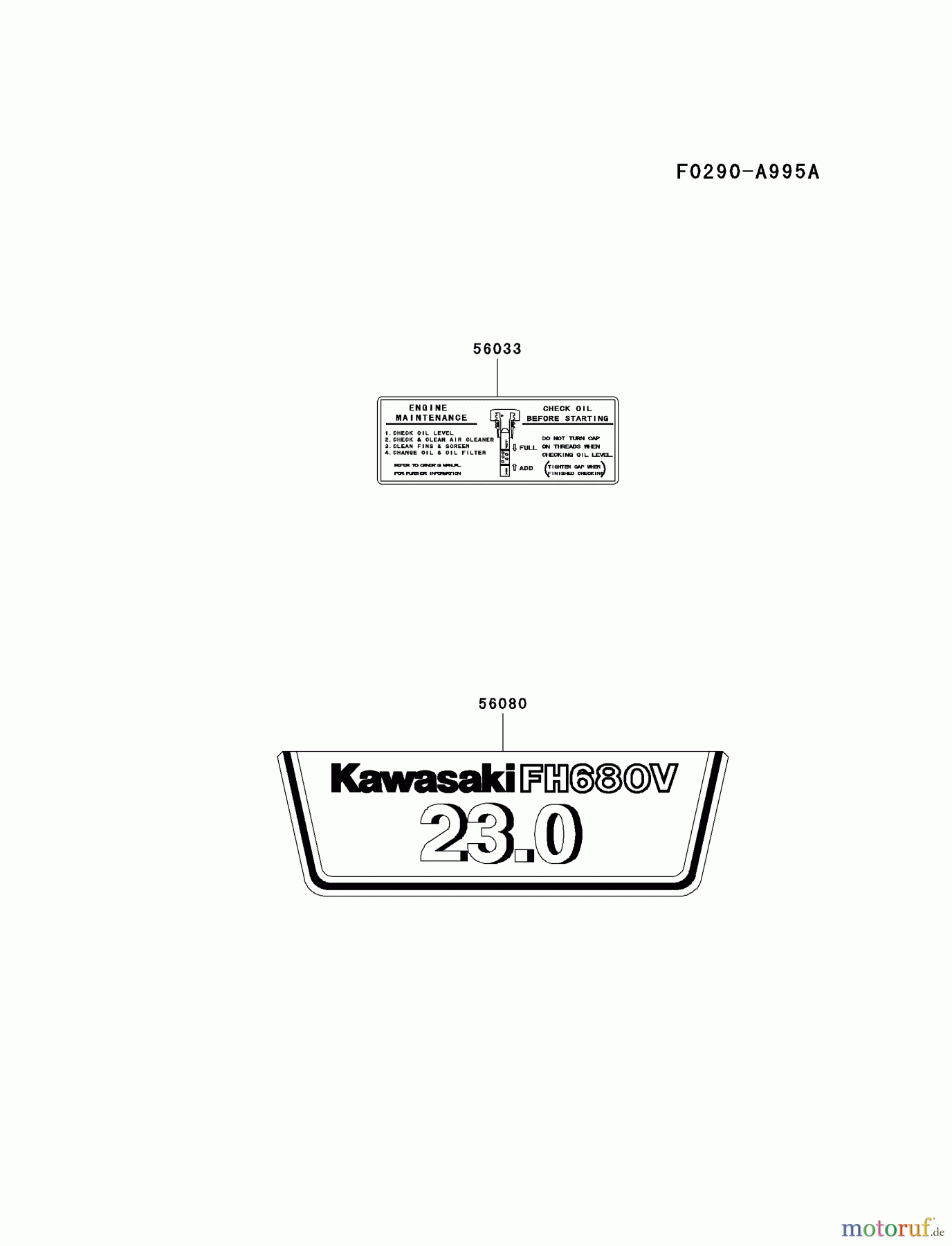  Kawasaki Motoren Motoren Vertikal FH641V - DS25 bis FS481V - BS13 FH680V-AS29 - Kawasaki FH680V 4-Stroke Engine LABEL