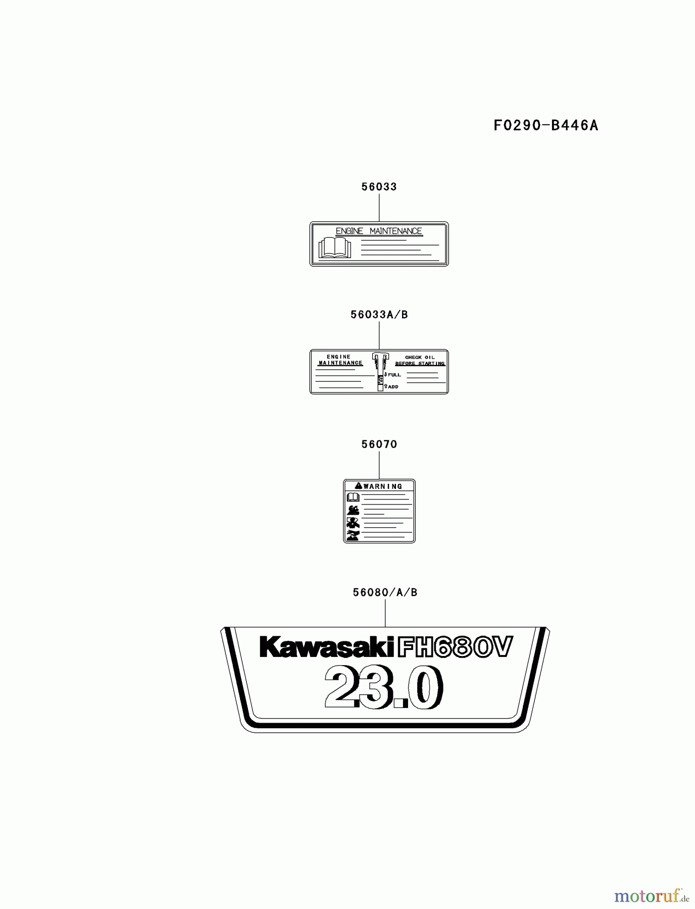  Kawasaki Motoren Motoren Vertikal FH641V - DS25 bis FS481V - BS13 FH680V-FS24 - Kawasaki FH680V 4-Stroke Engine LABEL