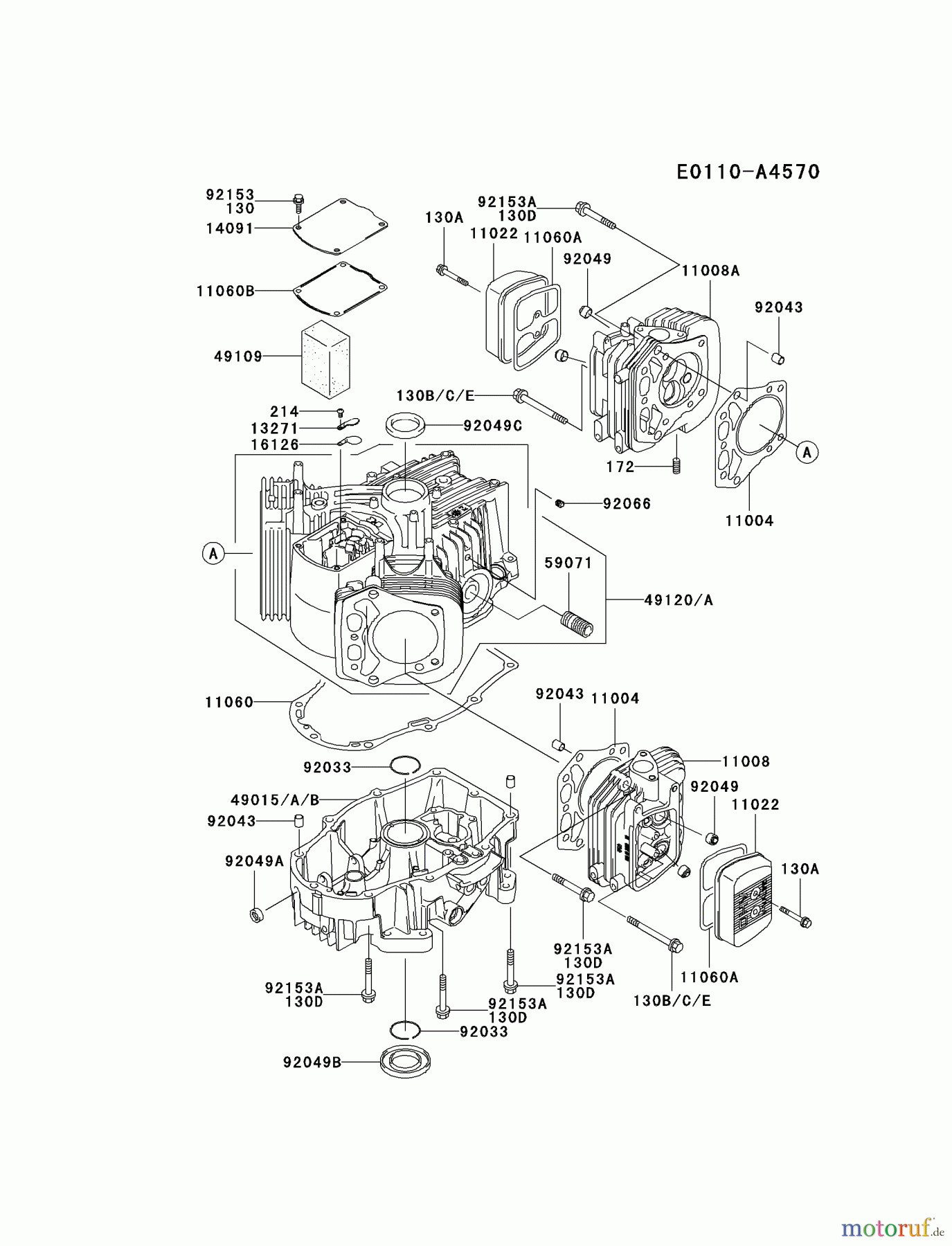  Kawasaki Motoren Motoren Vertikal FH641V - DS25 bis FS481V - BS13 FH680V-GS07 - Kawasaki FH680V 4-Stroke Engine CYLINDER/CRANKCASE