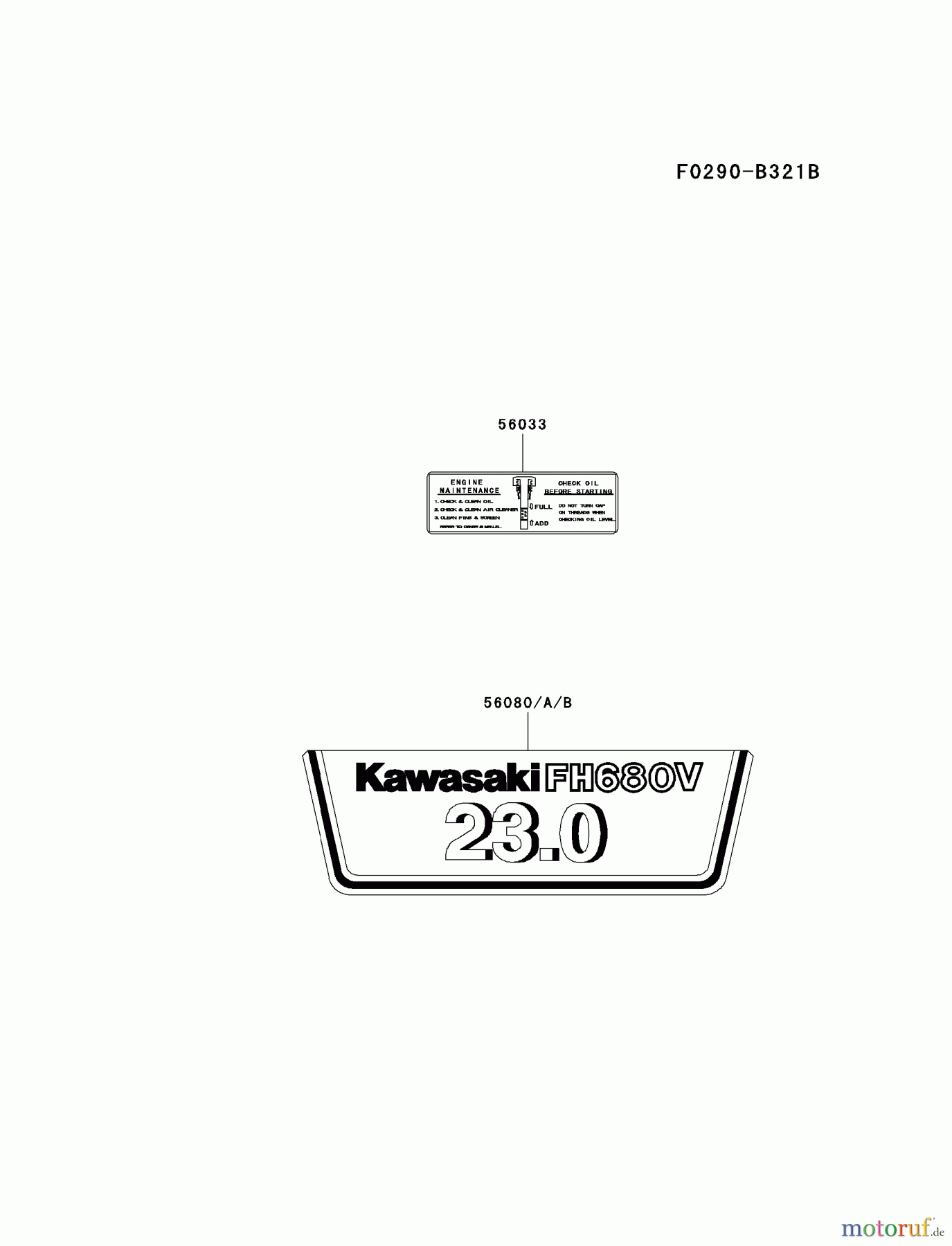  Kawasaki Motoren Motoren Vertikal FH641V - DS25 bis FS481V - BS13 FH680V-GS07 - Kawasaki FH680V 4-Stroke Engine LABEL