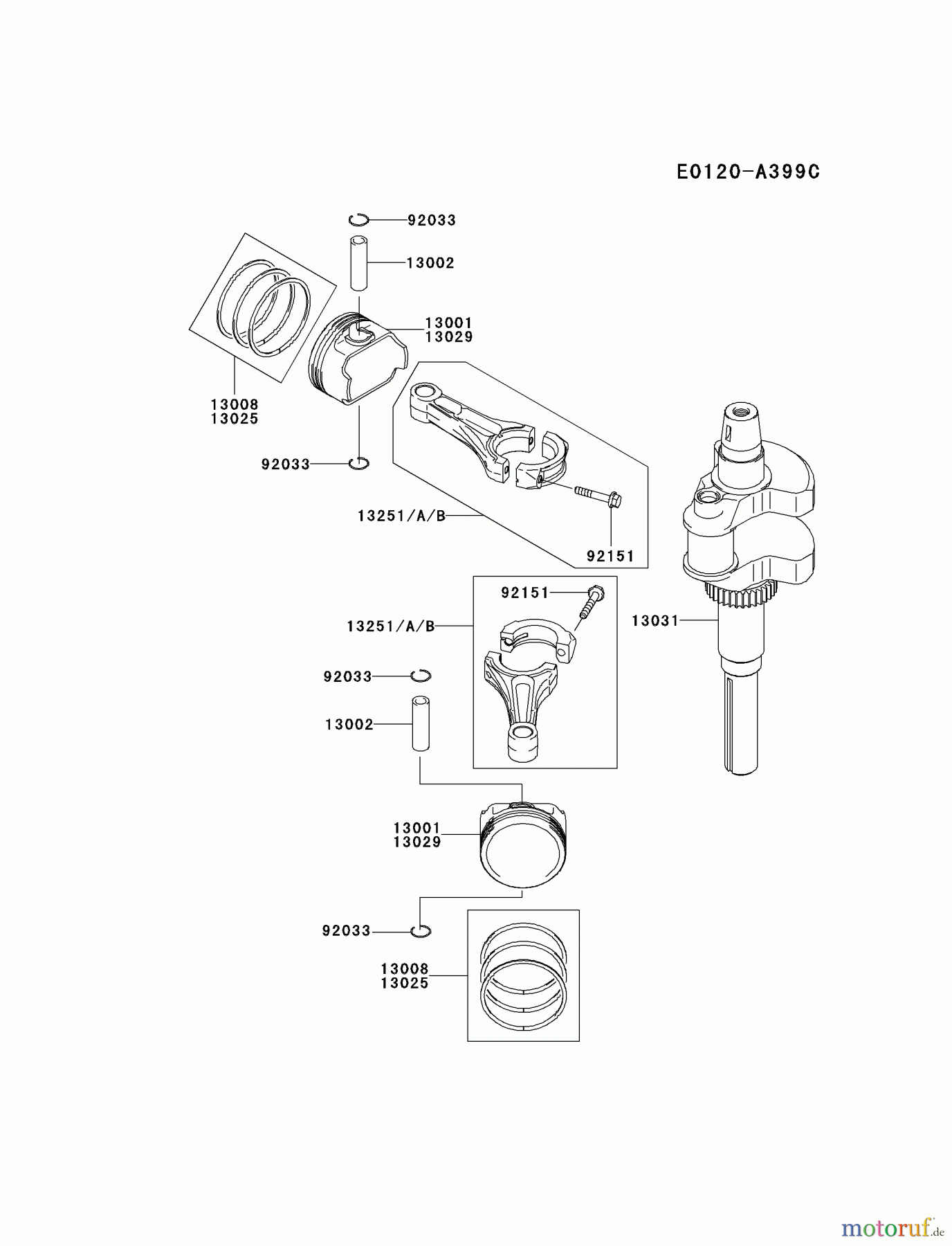  Kawasaki Motoren Motoren Vertikal FH641V - DS25 bis FS481V - BS13 FH680V-HS12 - Kawasaki FH680V 4-Stroke Engine PISTON/CRANKSHAFT