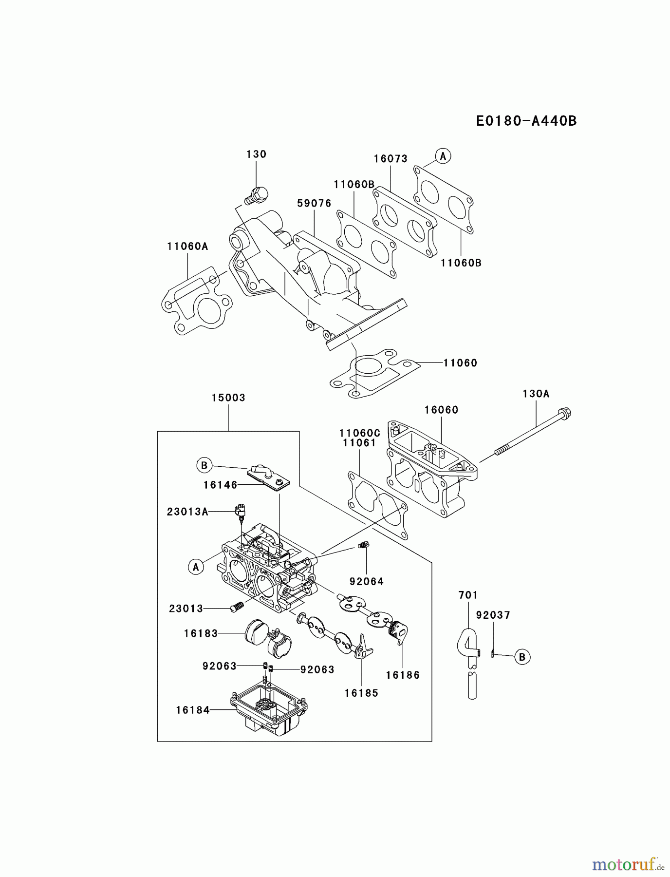  Kawasaki Motoren Motoren, Horizontal FD750D-AS01 - Kawasaki FD750D 4-Stroke Engine CARBURETOR