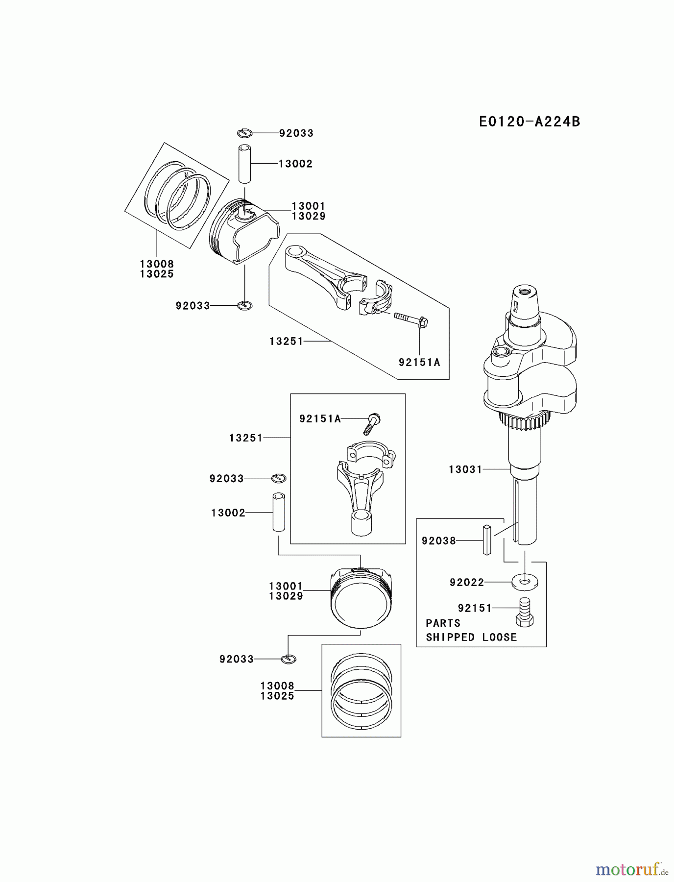  Kawasaki Motoren Motoren Vertikal FH641V - DS25 bis FS481V - BS13 FH721V-AS26 - Kawasaki FH721V 4-Stroke Engine PISTON/CRANKSHAFT