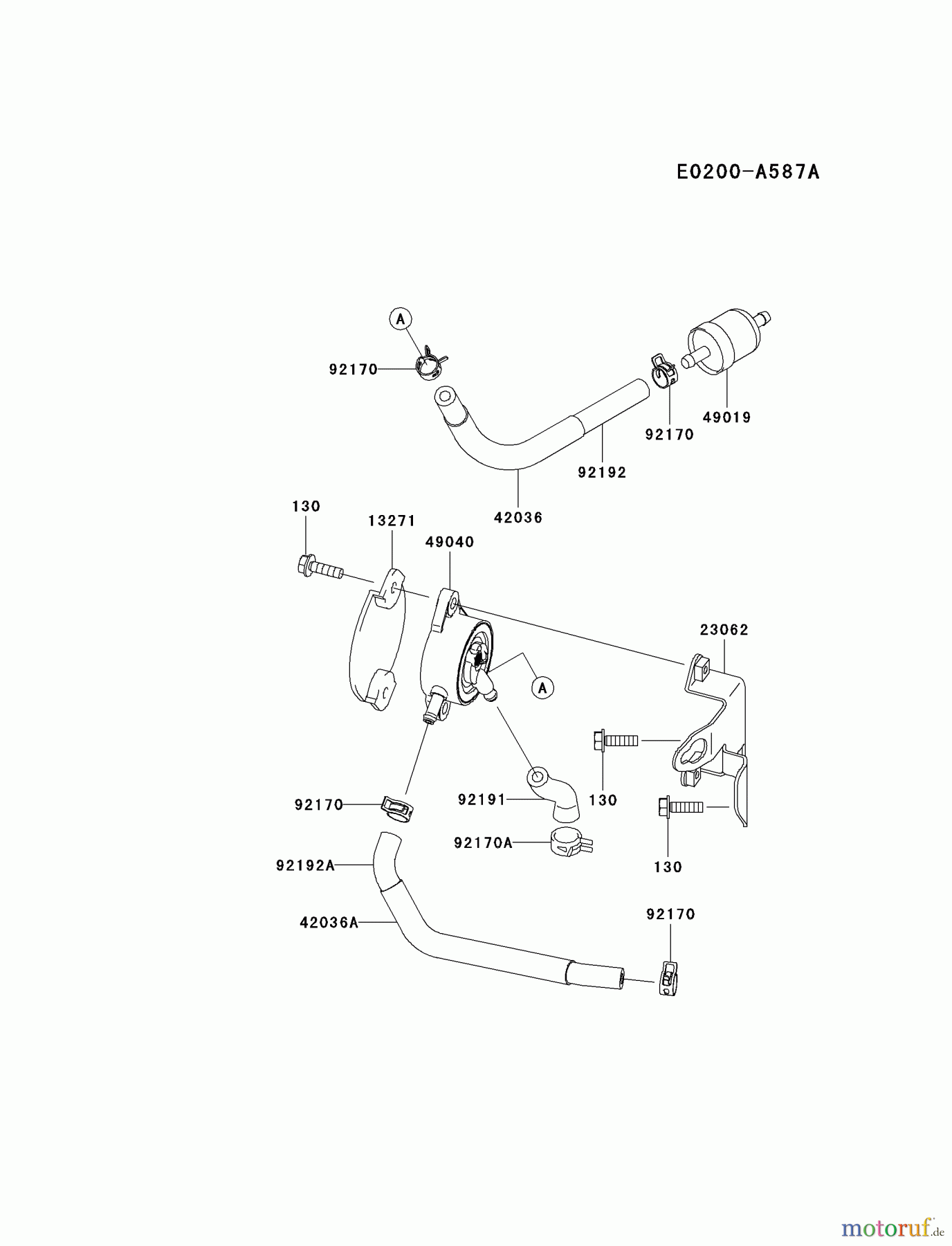  Kawasaki Motoren Motoren Vertikal FH641V - DS25 bis FS481V - BS13 FH721V-AS36 - Kawasaki FH721V 4-Stroke Engine FUEL-TANK/FUEL-VALVE