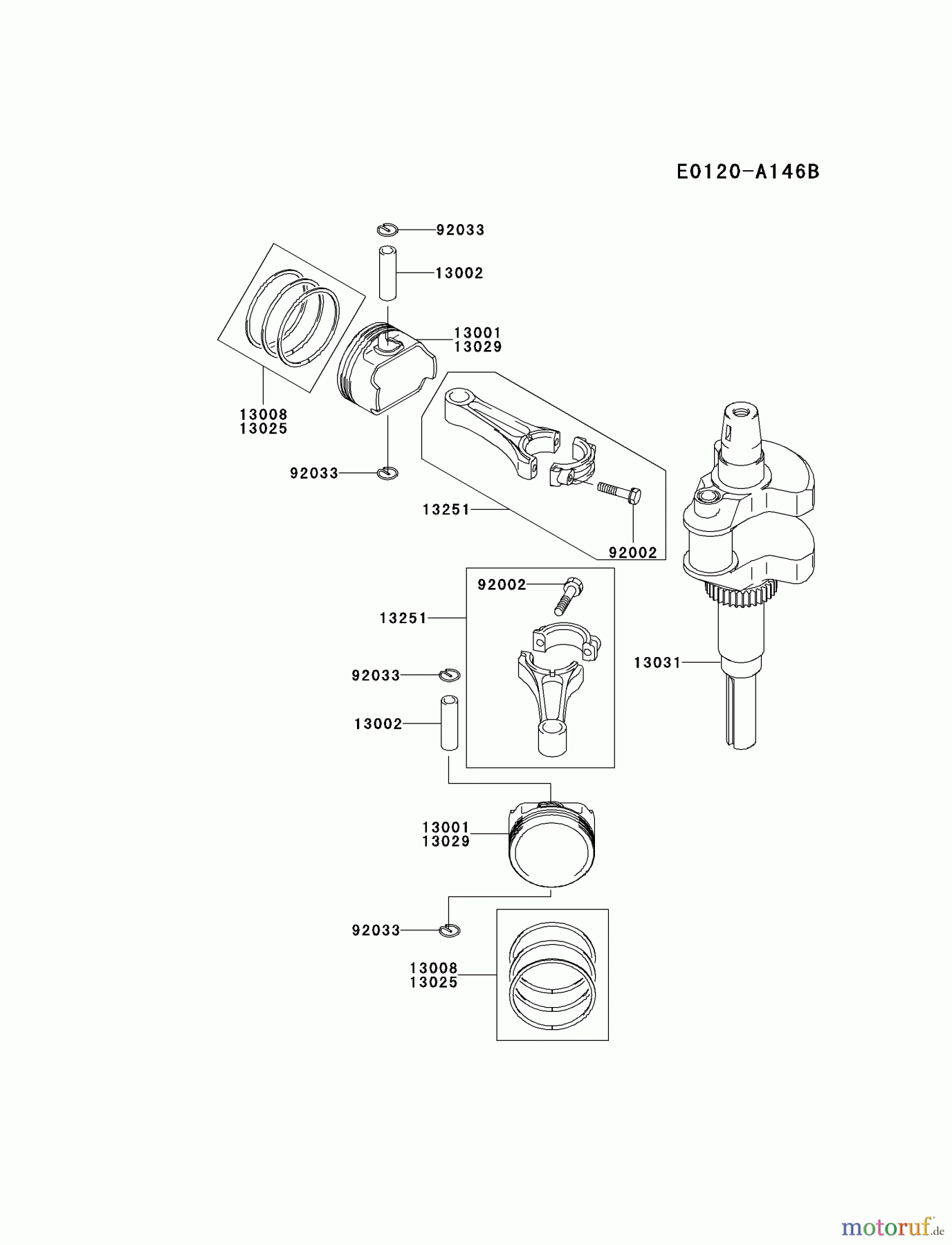  Kawasaki Motoren Motoren Vertikal FH641V - DS25 bis FS481V - BS13 FH721V-AS09 - Kawasaki FH721V 4-Stroke Engine PISTON/CRANKSHAFT