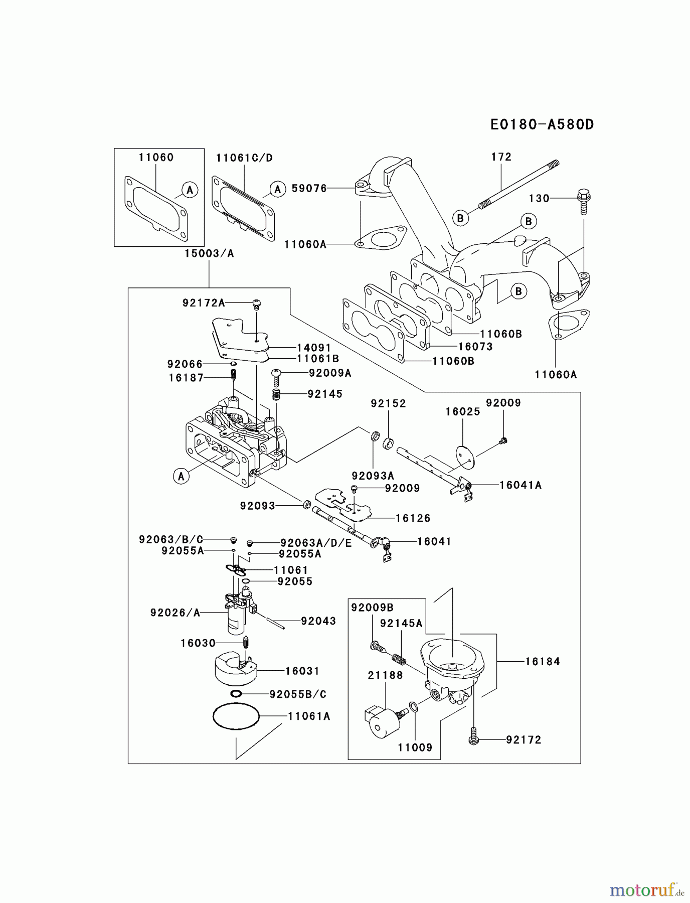  Kawasaki Motoren Motoren Vertikal FH641V - DS25 bis FS481V - BS13 FH721V-BS22 - Kawasaki FH721V 4-Stroke Engine CARBURETOR #1