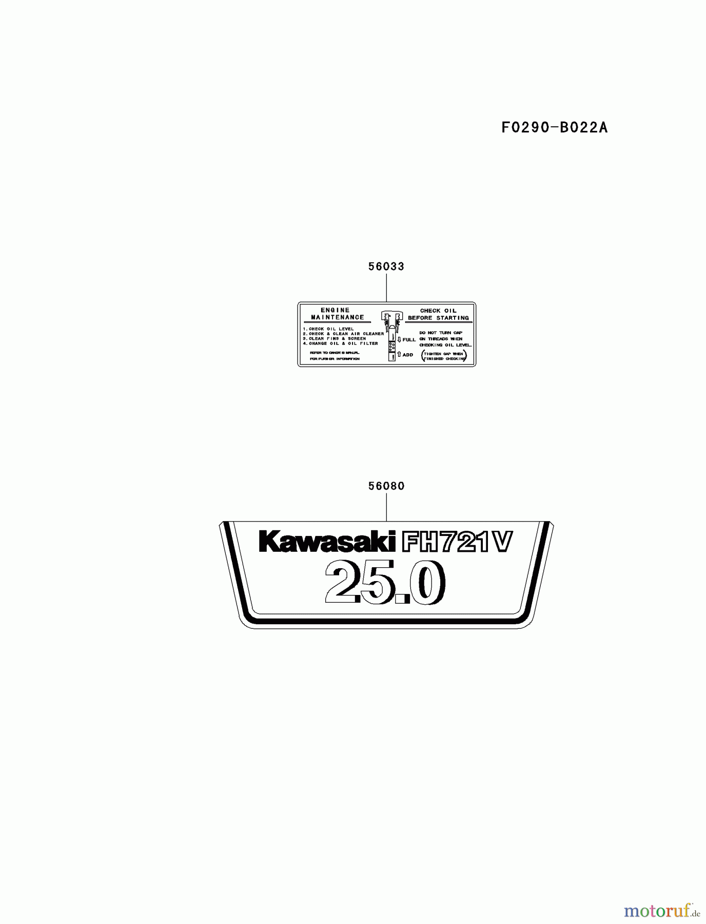  Kawasaki Motoren Motoren Vertikal FH641V - DS25 bis FS481V - BS13 FH721V-AS20 - Kawasaki FH721V 4-Stroke Engine LABEL