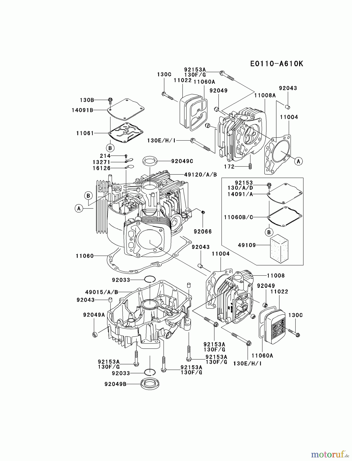  Kawasaki Motoren Motoren Vertikal FH641V - DS25 bis FS481V - BS13 FH721V-BS35 - Kawasaki FH721V 4-Stroke Engine CYLINDER/CRANKCASE #2