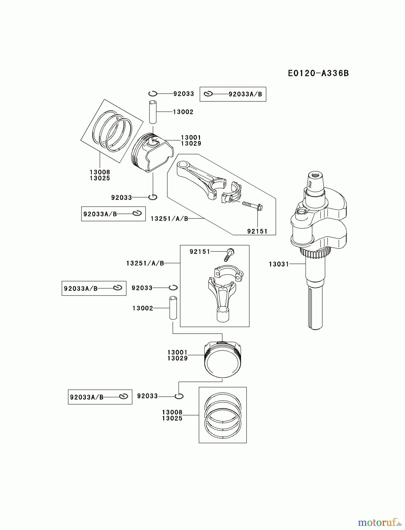  Kawasaki Motoren Motoren Vertikal FH641V - DS25 bis FS481V - BS13 FH721V-BS35 - Kawasaki FH721V 4-Stroke Engine PISTON/CRANKSHAFT