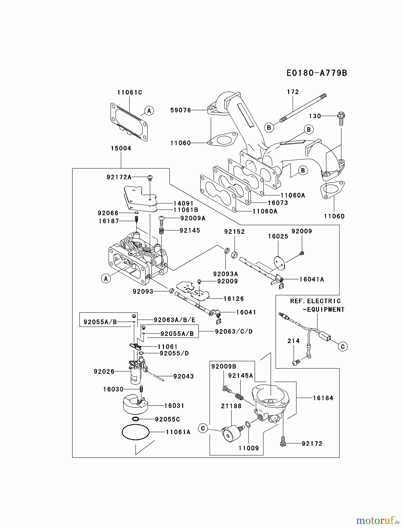  Kawasaki Motoren Motoren Vertikal FH641V - DS25 bis FS481V - BS13 FH721V-BS40 - Kawasaki FH721V 4-Stroke Engine CARBURETOR #2