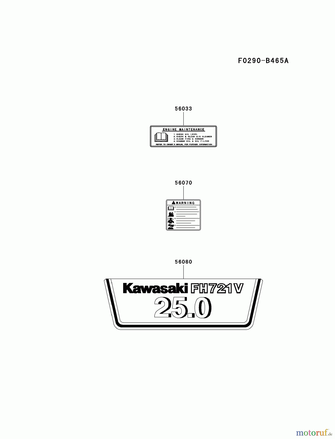  Kawasaki Motoren Motoren Vertikal FH641V - DS25 bis FS481V - BS13 FH721V-ES28 - Kawasaki FH721V 4-Stroke Engine LABEL