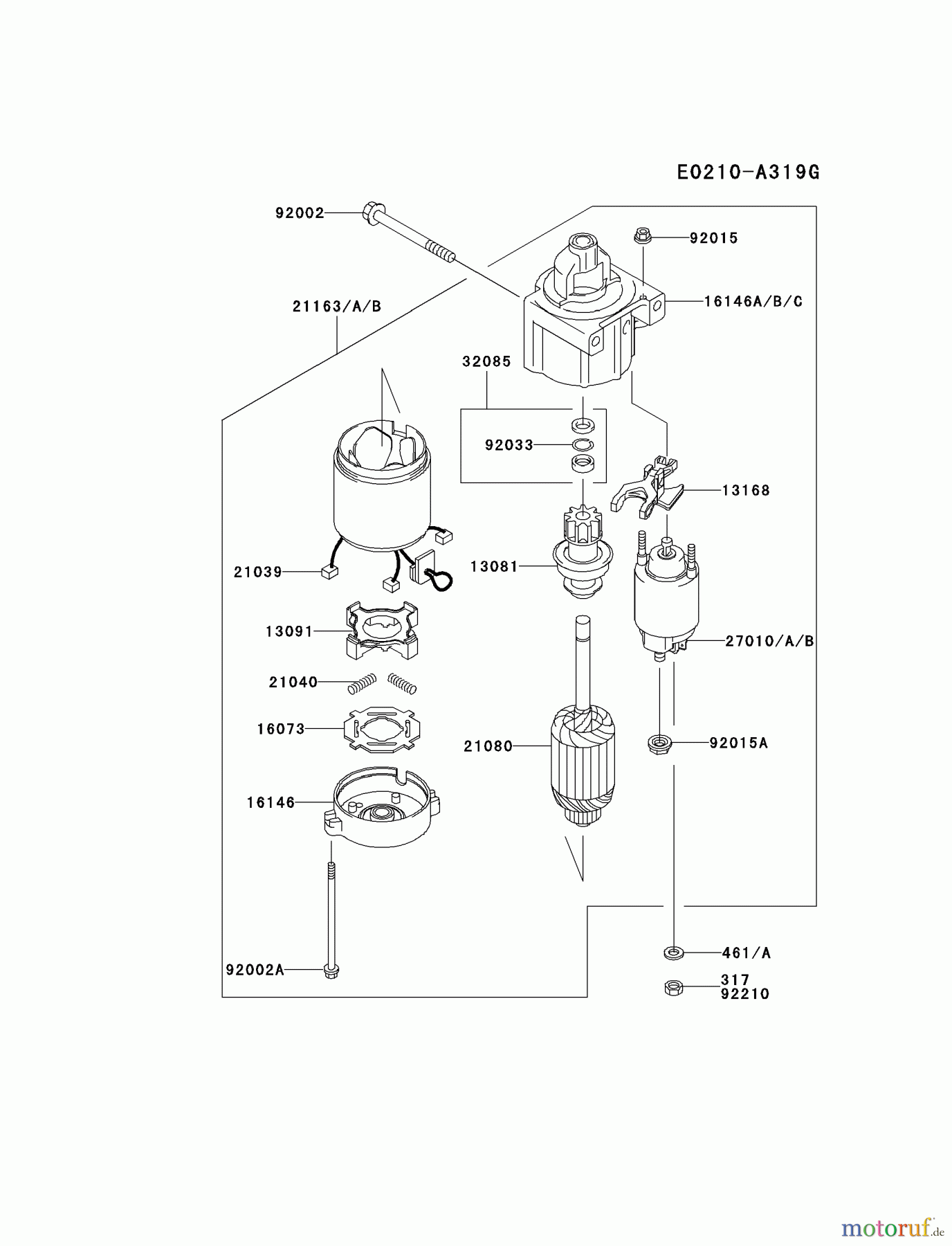  Kawasaki Motoren Motoren Vertikal FH641V - DS25 bis FS481V - BS13 FH721V-BS40 - Kawasaki FH721V 4-Stroke Engine STARTER