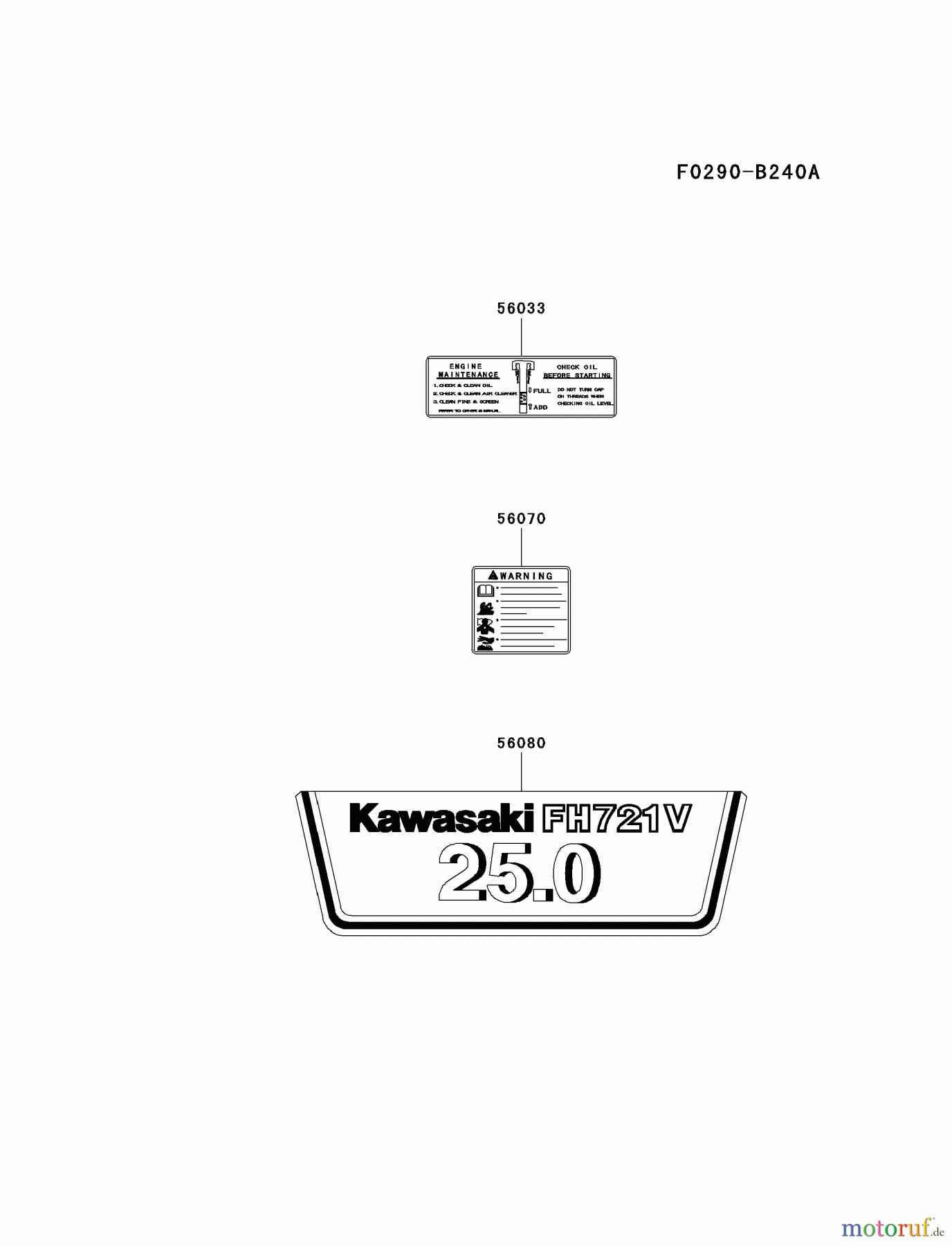  Kawasaki Motoren Motoren Vertikal FH641V - DS25 bis FS481V - BS13 FH721V-BS30 - Kawasaki FH721V 4-Stroke Engine LABEL