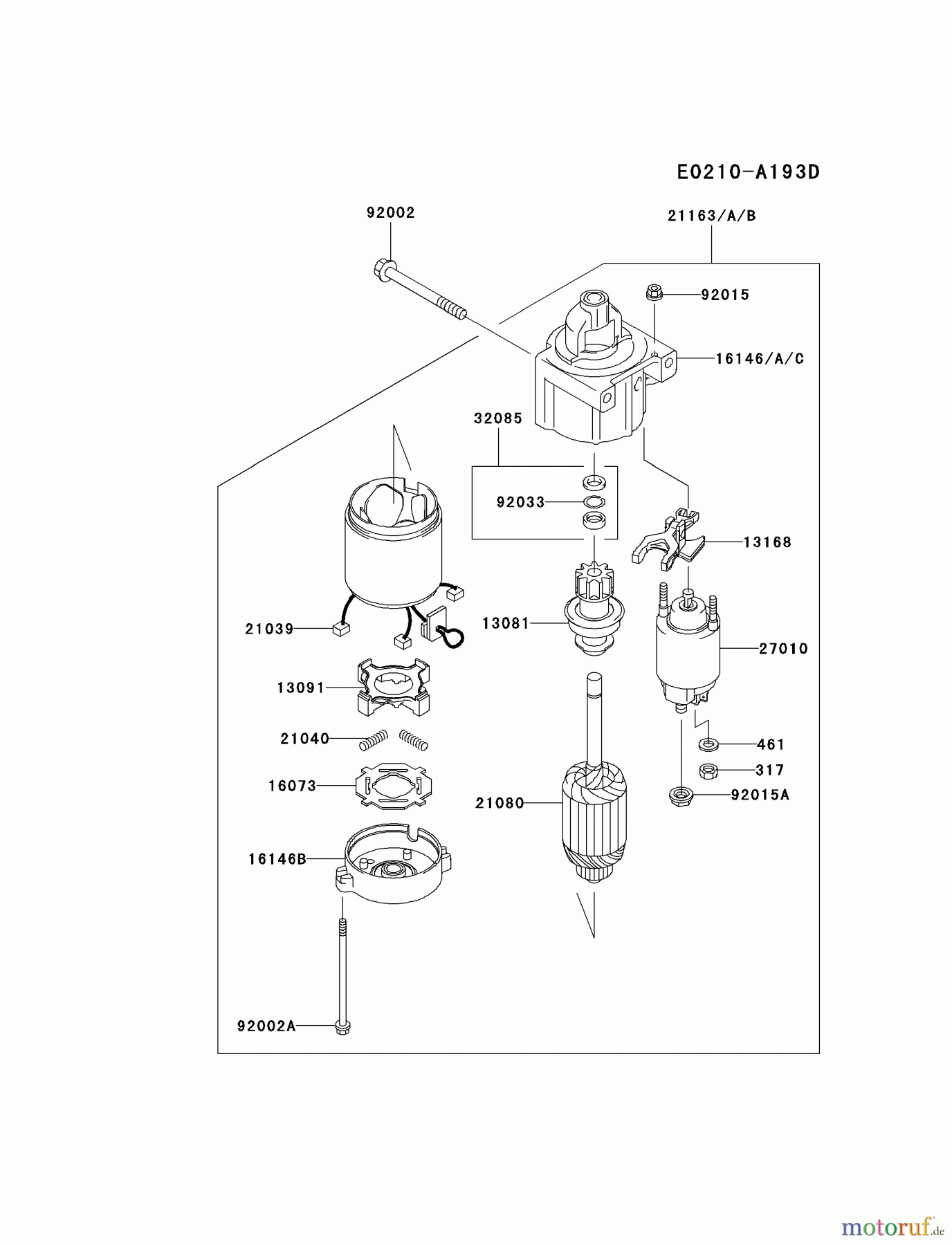  Kawasaki Motoren Motoren Vertikal FH641V - DS25 bis FS481V - BS13 FH721V-BS10 - Kawasaki FH721V 4-Stroke Engine STARTER