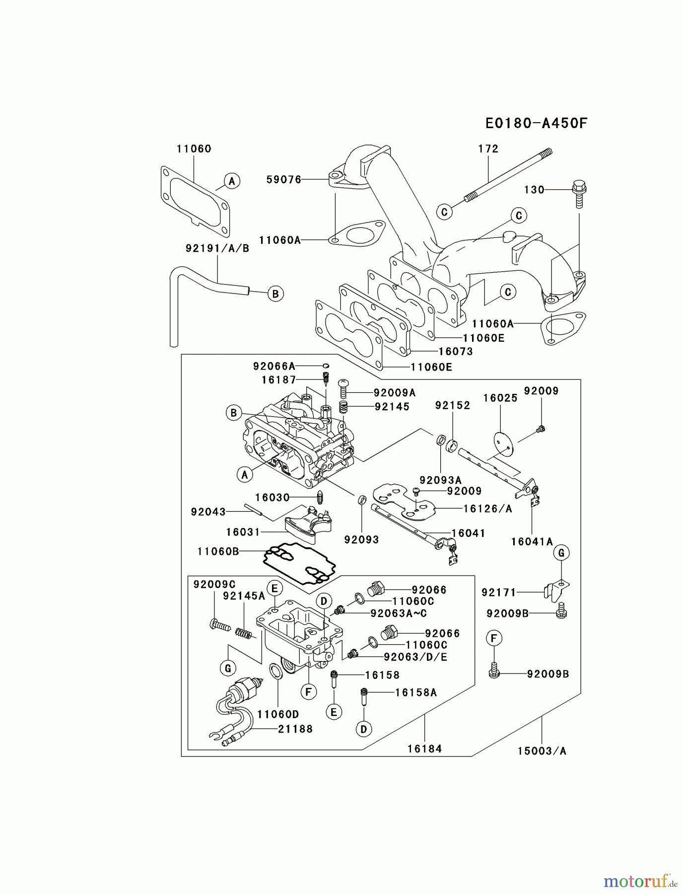  Kawasaki Motoren Motoren Vertikal FH641V - DS25 bis FS481V - BS13 FH721V-AS12 - Kawasaki FH721V 4-Stroke Engine CARBURETOR #1