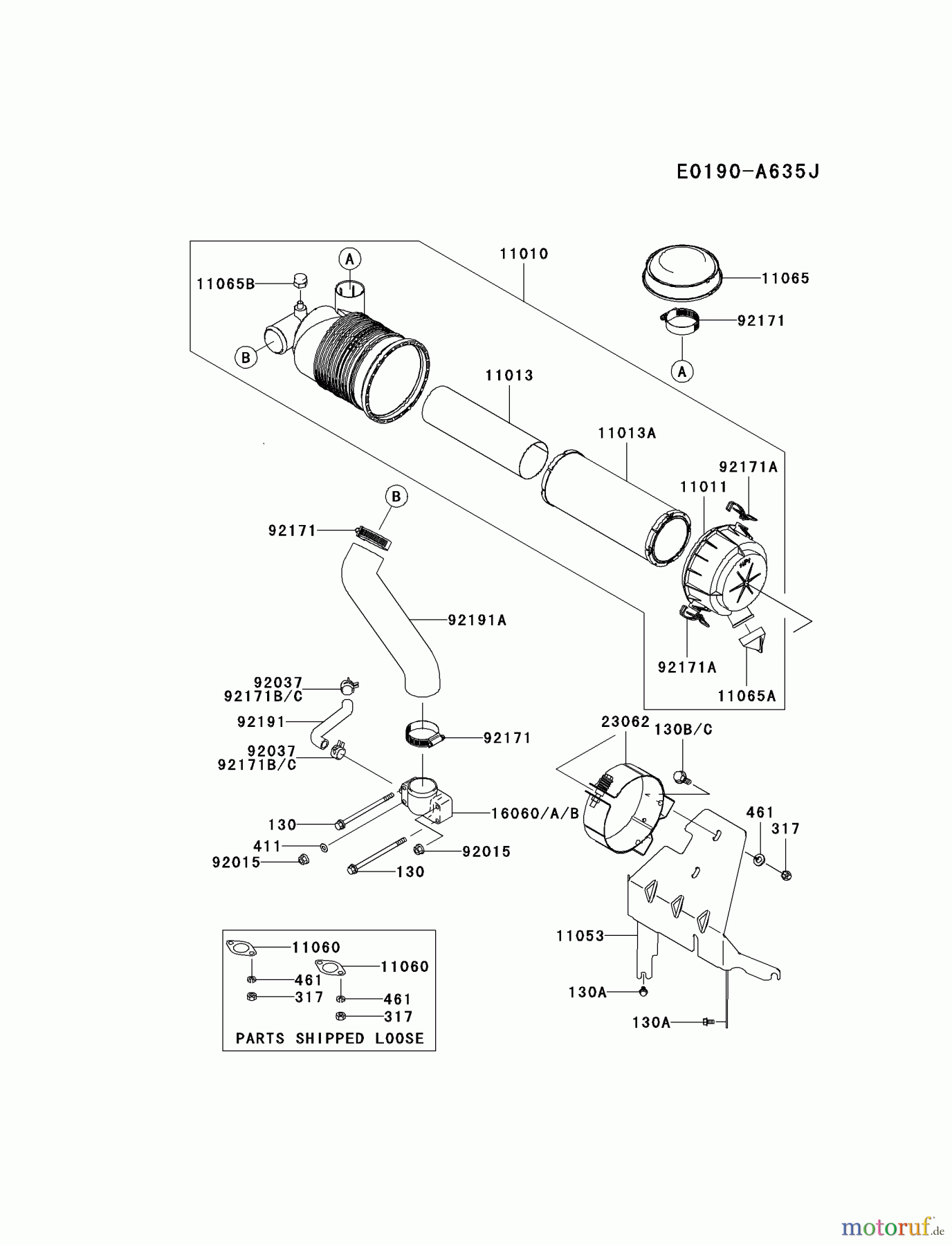  Kawasaki Motoren Motoren Vertikal FH641V - DS25 bis FS481V - BS13 FH721V-AS31 - Kawasaki FH721V 4-Stroke Engine AIR-FILTER/MUFFLER