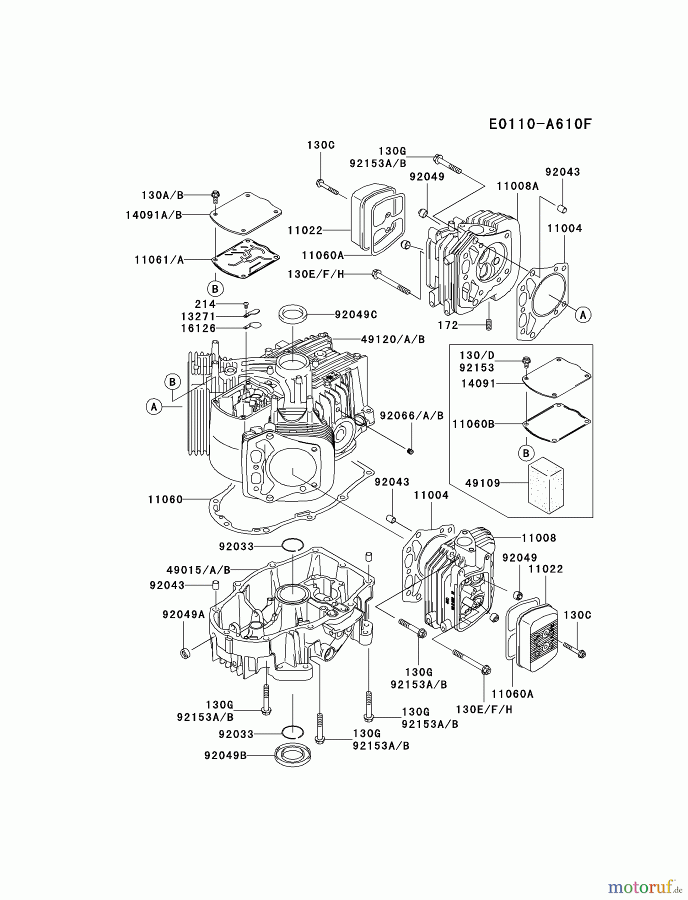  Kawasaki Motoren Motoren Vertikal FH641V - DS25 bis FS481V - BS13 FH721V-CS33 - Kawasaki FH721V 4-Stroke Engine CYLINDER/CRANKCASE #2