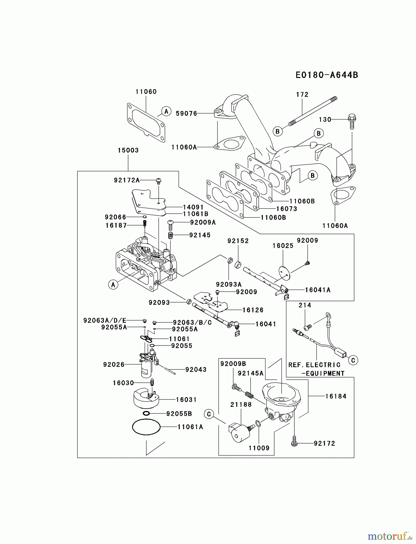  Kawasaki Motoren Motoren Vertikal FH641V - DS25 bis FS481V - BS13 FH721V-DS15 - Kawasaki FH721V 4-Stroke Engine CARBURETOR