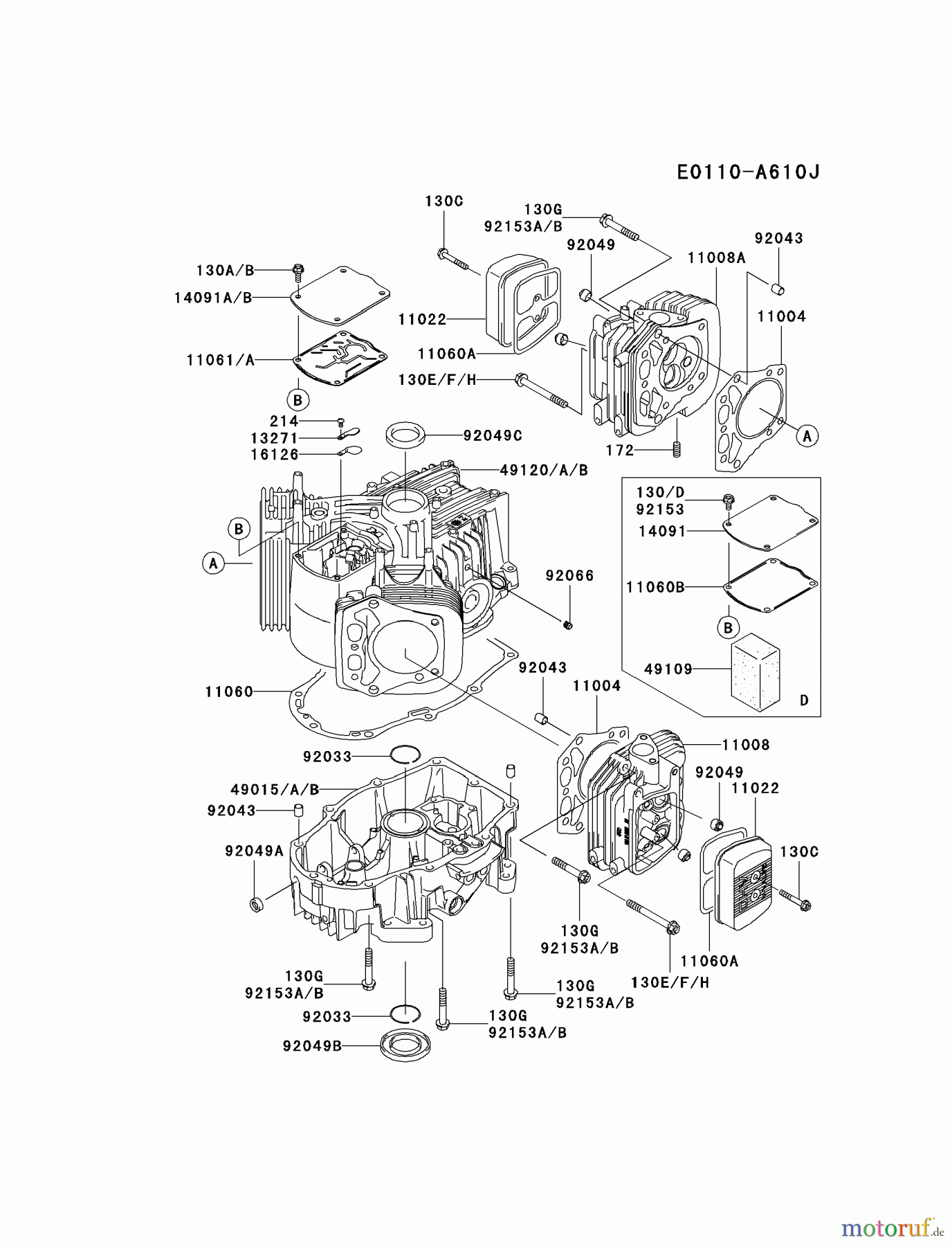  Kawasaki Motoren Motoren Vertikal FH641V - DS25 bis FS481V - BS13 FH721V-ES16 - Kawasaki FH721V 4-Stroke Engine CYLINDER/CRANKCASE #2