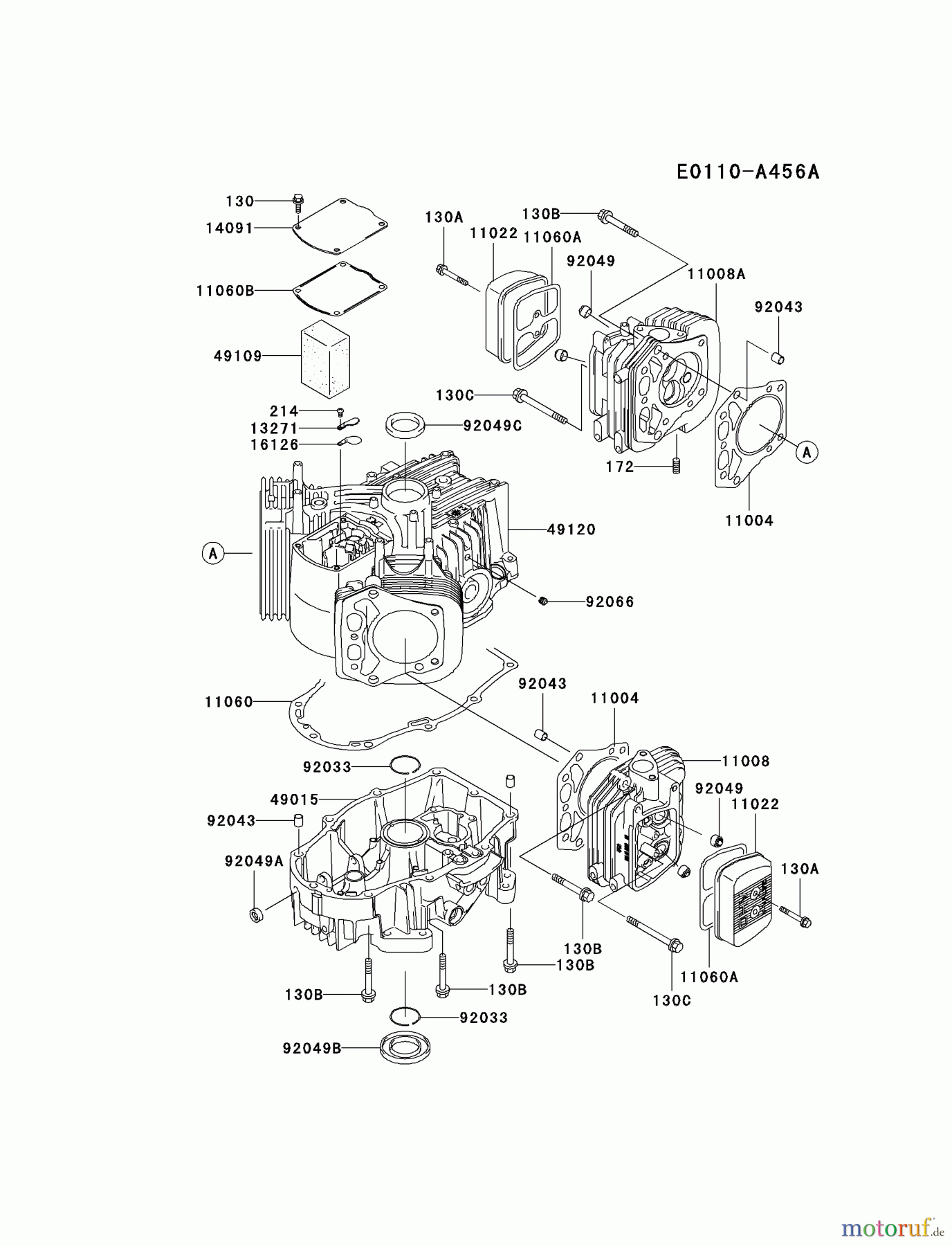  Kawasaki Motoren Motoren Vertikal FH641V - DS25 bis FS481V - BS13 FH721V-BS26 - Kawasaki FH721V 4-Stroke Engine CYLINDER/CRANKCASE