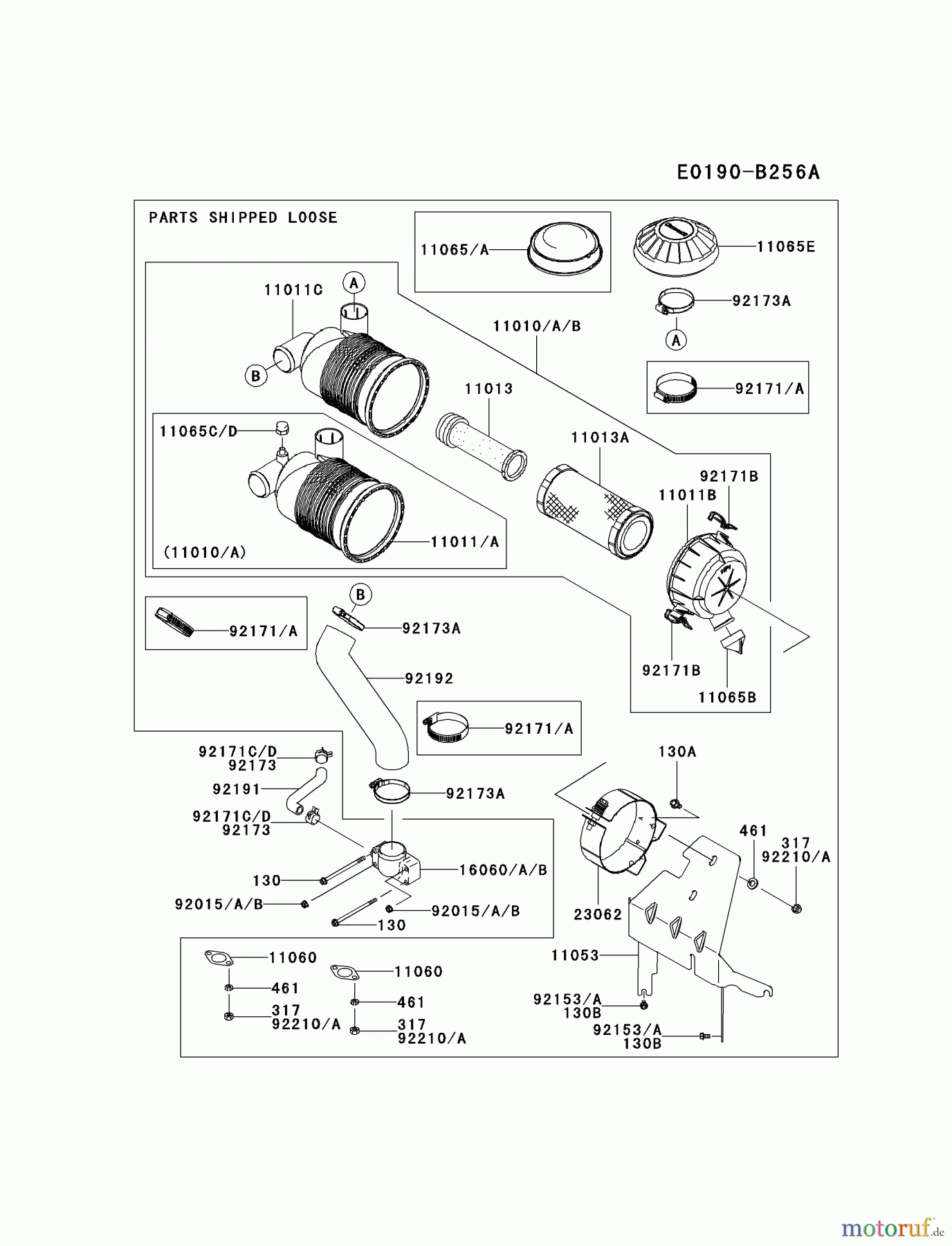  Kawasaki Motoren Motoren Vertikal FH641V - DS25 bis FS481V - BS13 FH721V-ES24 - Kawasaki FH721V 4-Stroke Engine AIR-FILTER/MUFFLER #2