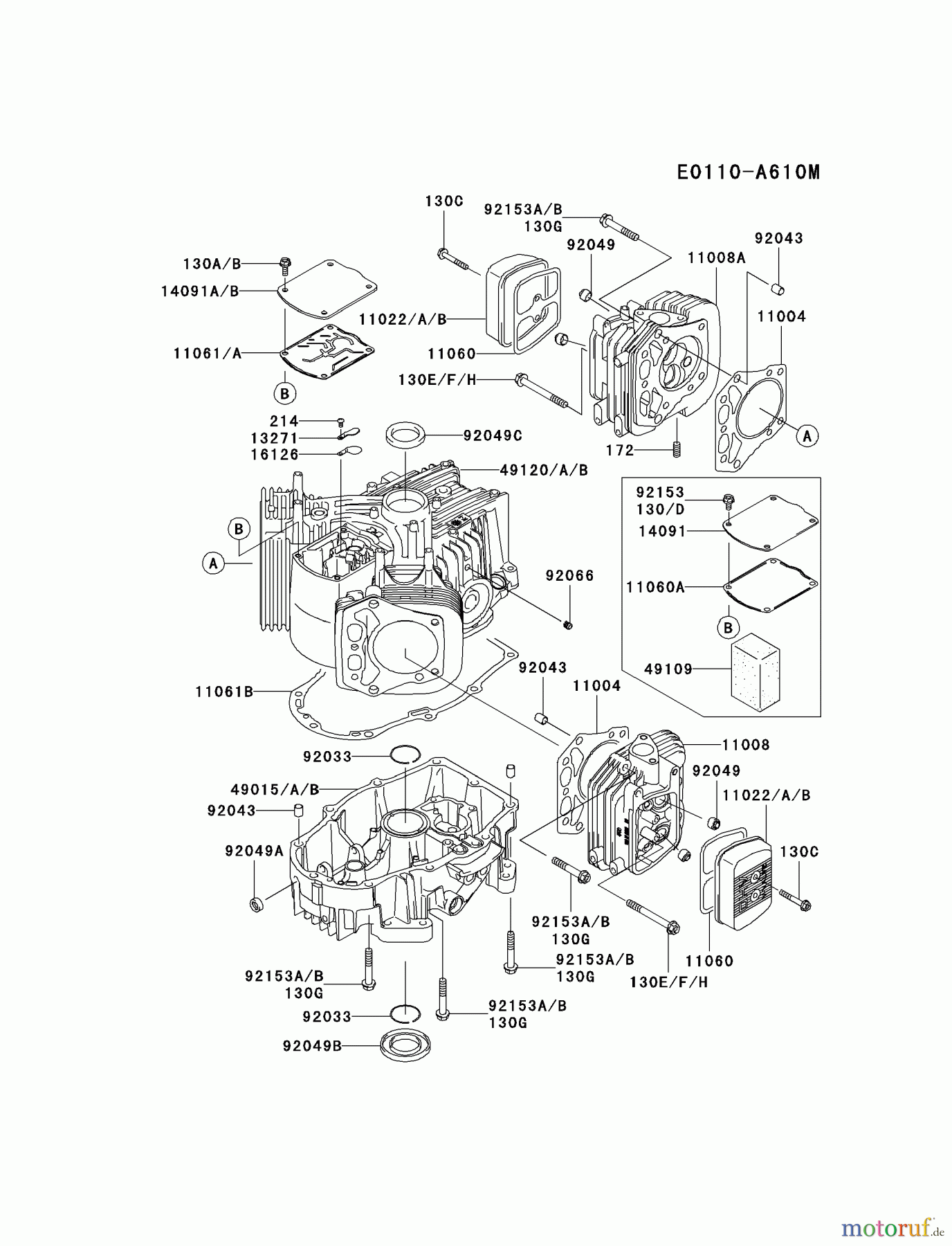  Kawasaki Motoren Motoren Vertikal FH641V - DS25 bis FS481V - BS13 FH721V-ES24 - Kawasaki FH721V 4-Stroke Engine CYLINDER/CRANKCASE #2