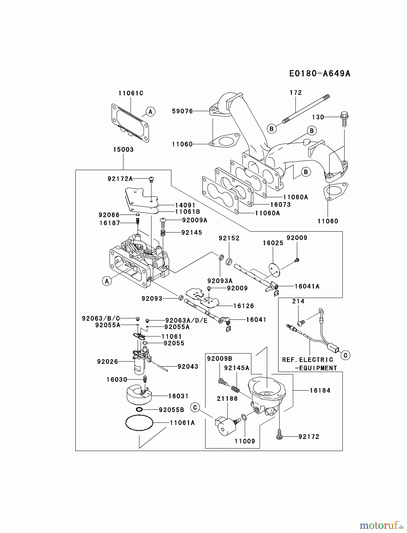  Kawasaki Motoren Motoren Vertikal FH641V - DS25 bis FS481V - BS13 FH721V-DS29 - Kawasaki FH721V 4-Stroke Engine CARBURETOR