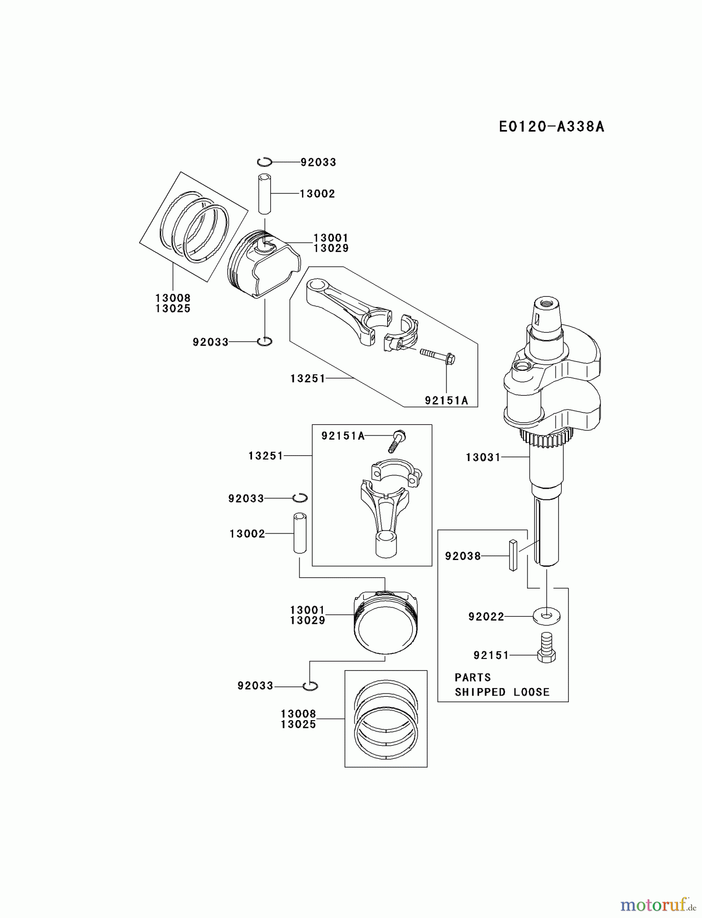  Kawasaki Motoren Motoren Vertikal FH641V - DS25 bis FS481V - BS13 FH721V-ES11 - Kawasaki FH721V 4-Stroke Engine PISTON/CRANKSHAFT