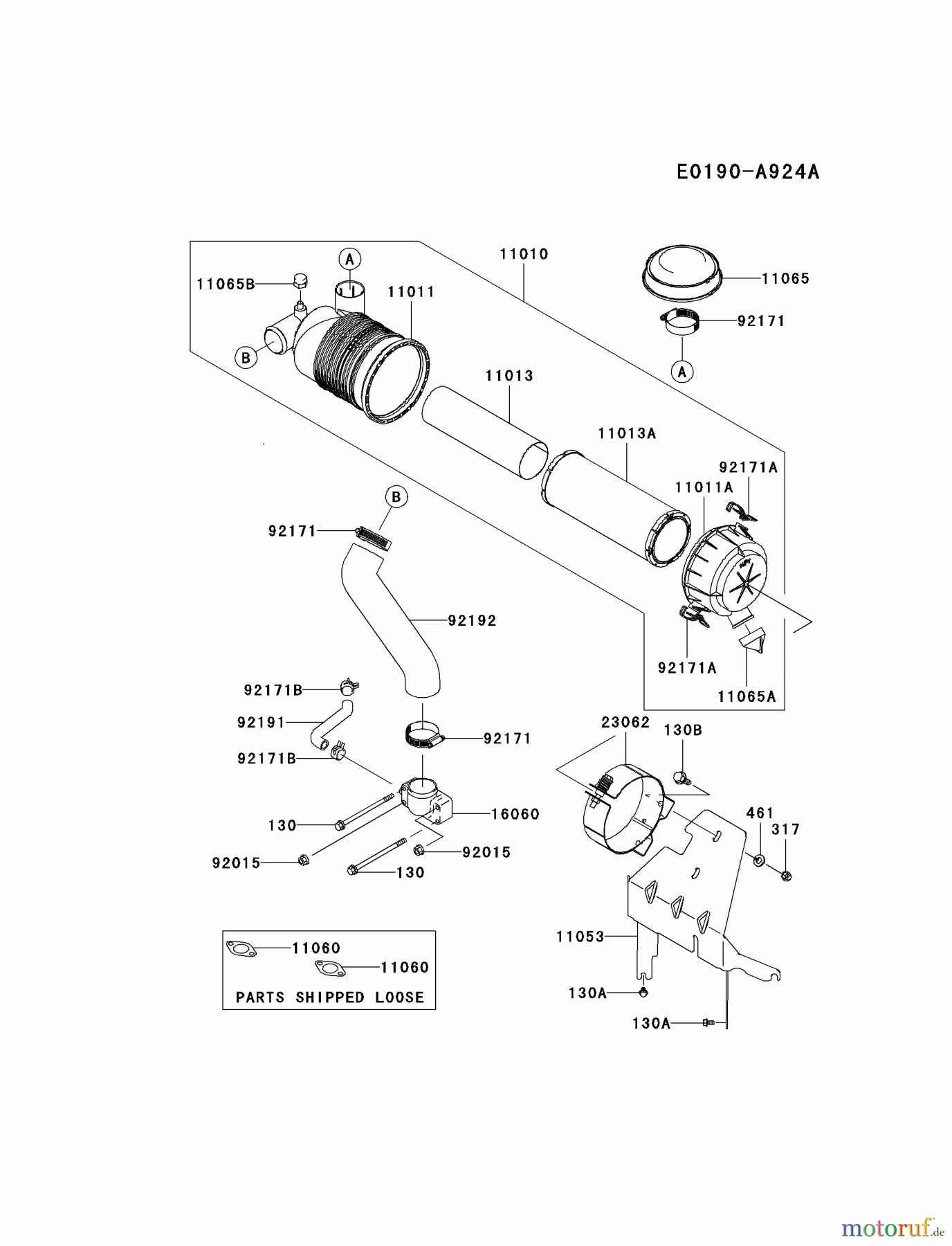  Kawasaki Motoren Motoren Vertikal FH641V - DS25 bis FS481V - BS13 FH721V-ES18 - Kawasaki FH721V 4-Stroke Engine AIR-FILTER/MUFFLER