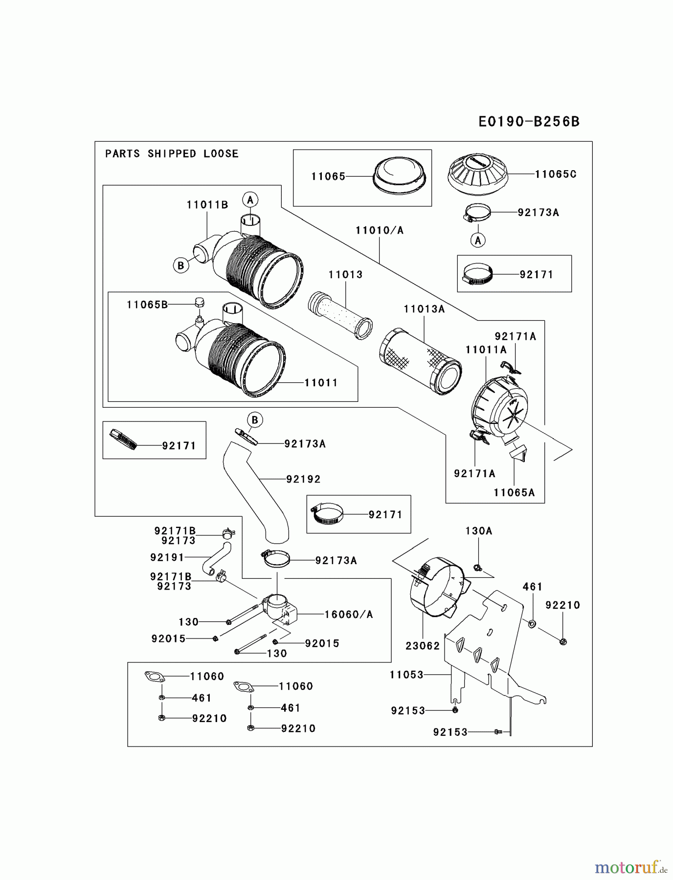  Kawasaki Motoren Motoren Vertikal FH641V - DS25 bis FS481V - BS13 FH721V-ES28 - Kawasaki FH721V 4-Stroke Engine AIR-FILTER/MUFFLER