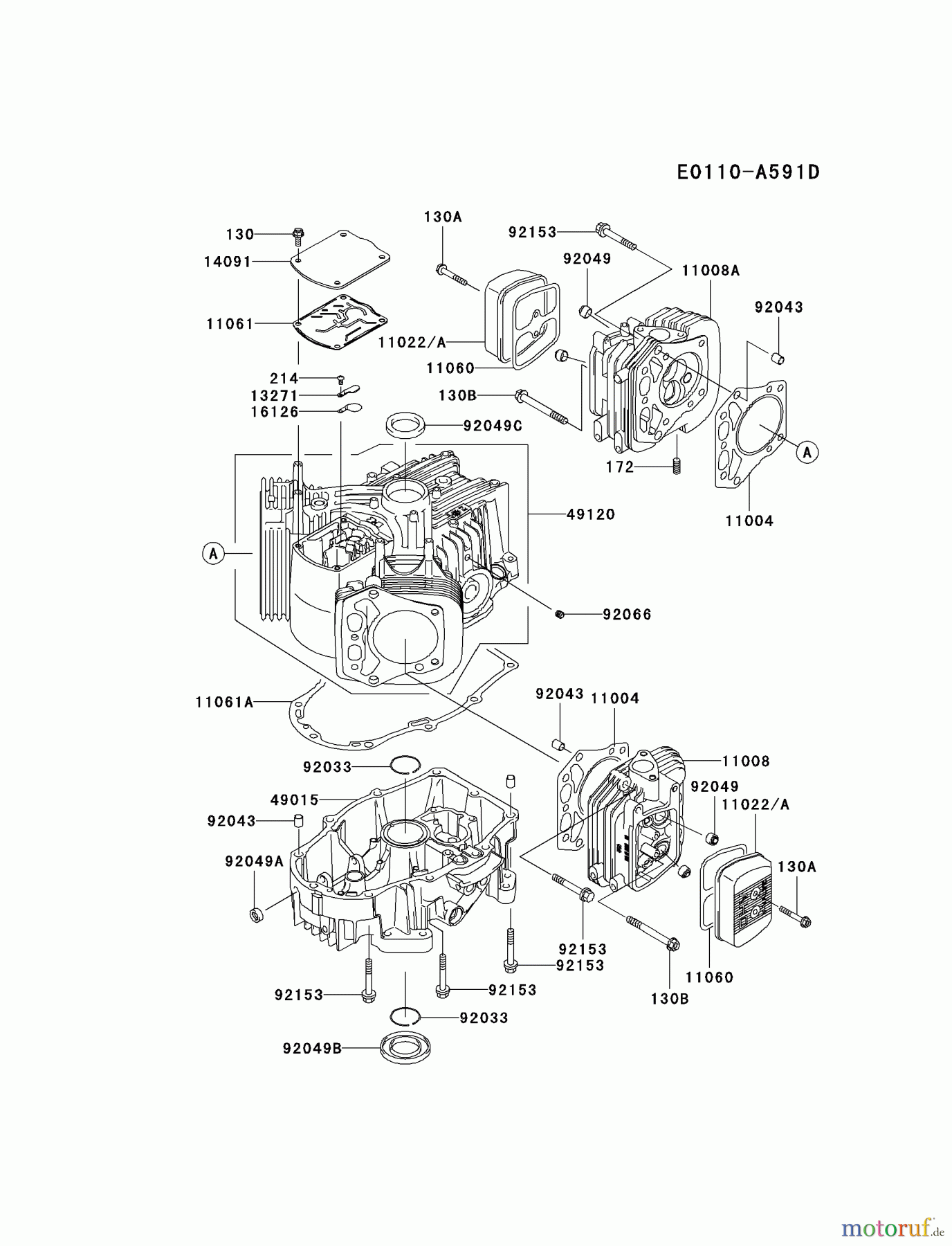  Kawasaki Motoren Motoren Vertikal FH641V - DS25 bis FS481V - BS13 FH721V-ES28 - Kawasaki FH721V 4-Stroke Engine CYLINDER/CRANKCASE