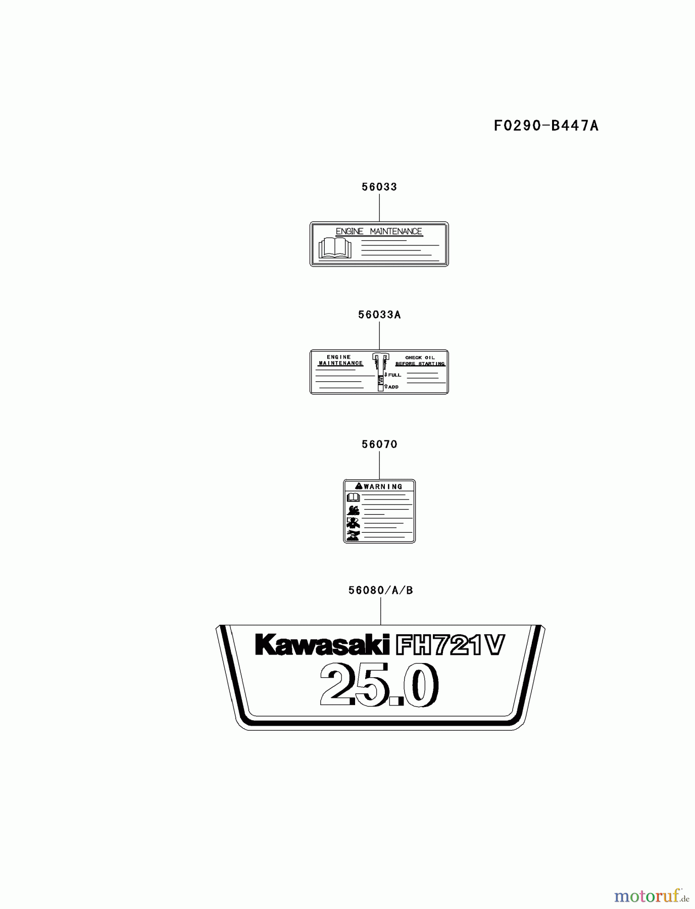  Kawasaki Motoren Motoren Vertikal FH641V - DS25 bis FS481V - BS13 FH721V-FS01 - Kawasaki FH721V 4-Stroke Engine LABEL