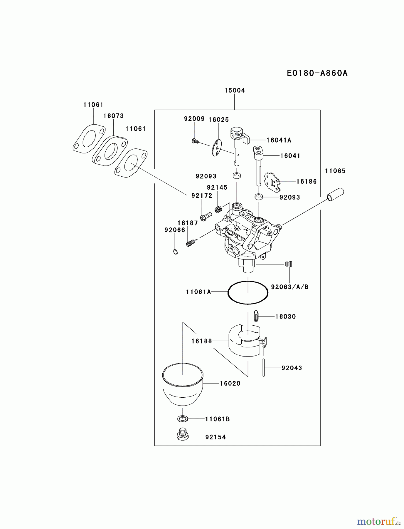  Kawasaki Motoren Motoren Vertikal FH641V - DS25 bis FS481V - BS13 FJ180V-AM08 - Kawasaki FJ180V 4-Stroke Engine CARBURETOR