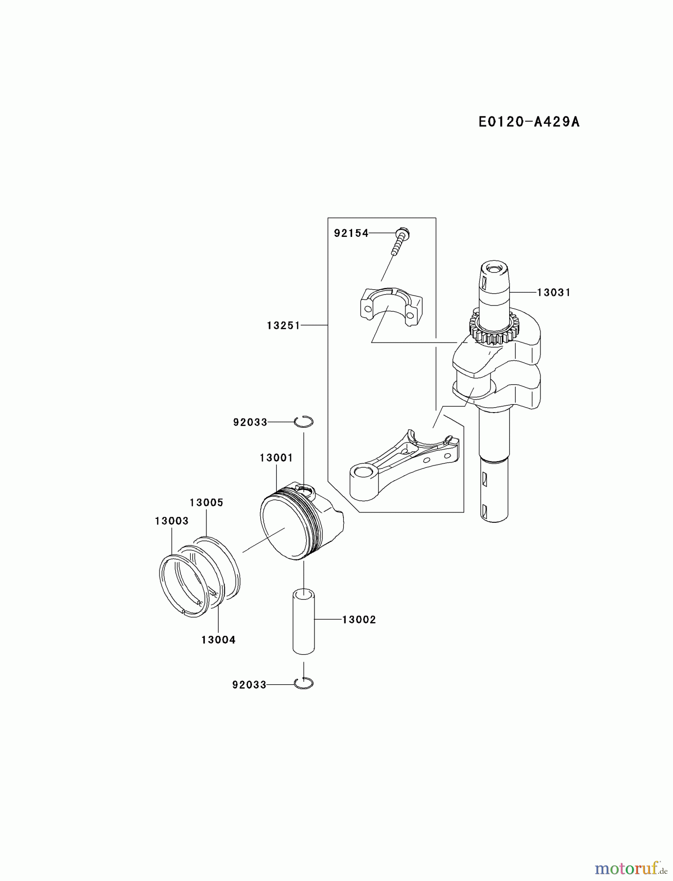  Kawasaki Motoren Motoren Vertikal FH641V - DS25 bis FS481V - BS13 FJ180V-AM10 - Kawasaki FJ180V 4-Stroke Engine PISTON/CRANKSHAFT