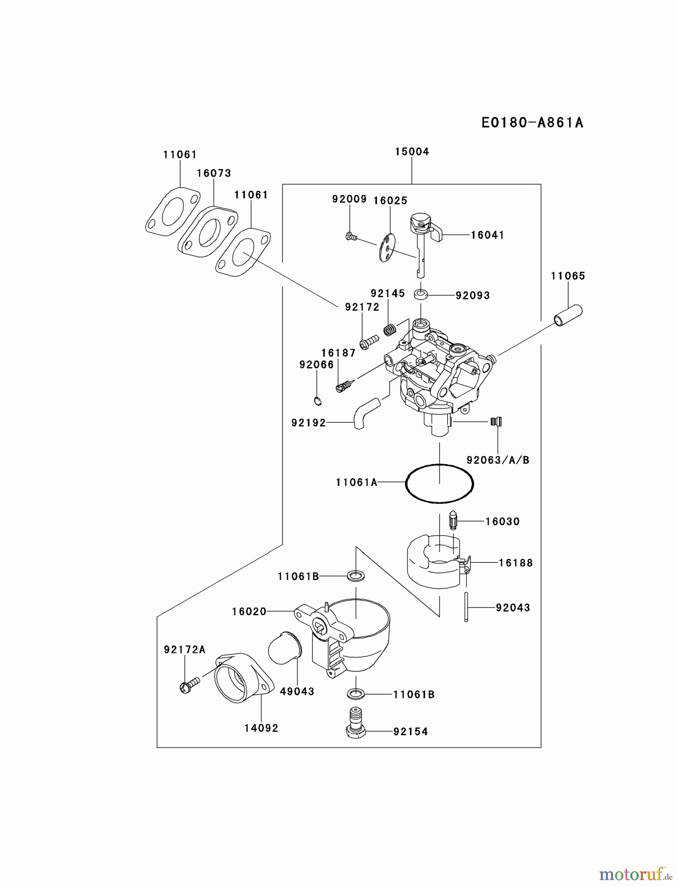  Kawasaki Motoren Motoren Vertikal FH641V - DS25 bis FS481V - BS13 FJ180V-AM17 - Kawasaki FJ180V 4-Stroke Engine CARBURETOR