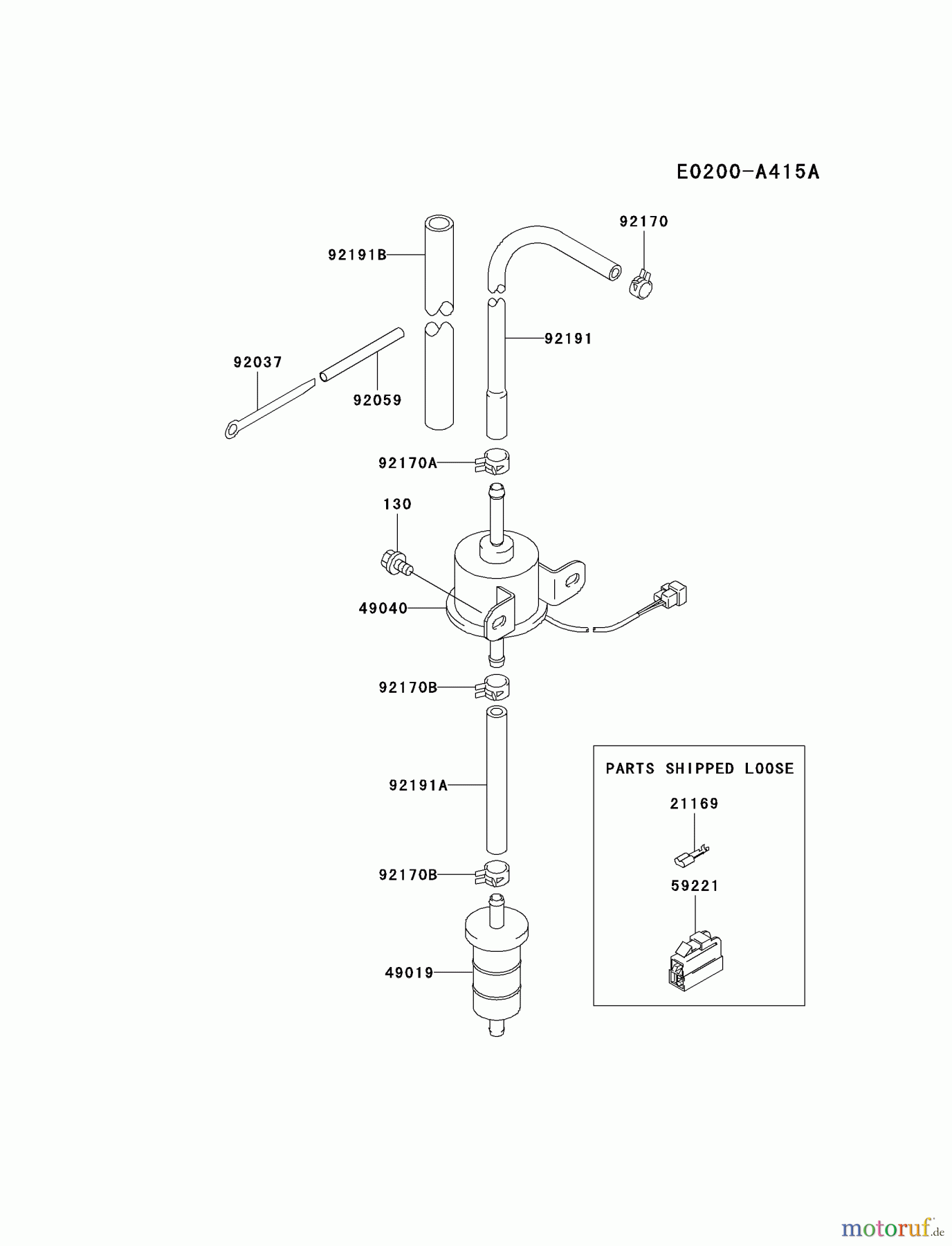  Kawasaki Motoren Motoren, Horizontal FD750D-BS01 - Kawasaki FD750D 4-Stroke Engine FUEL-TANK/FUEL-VALVE