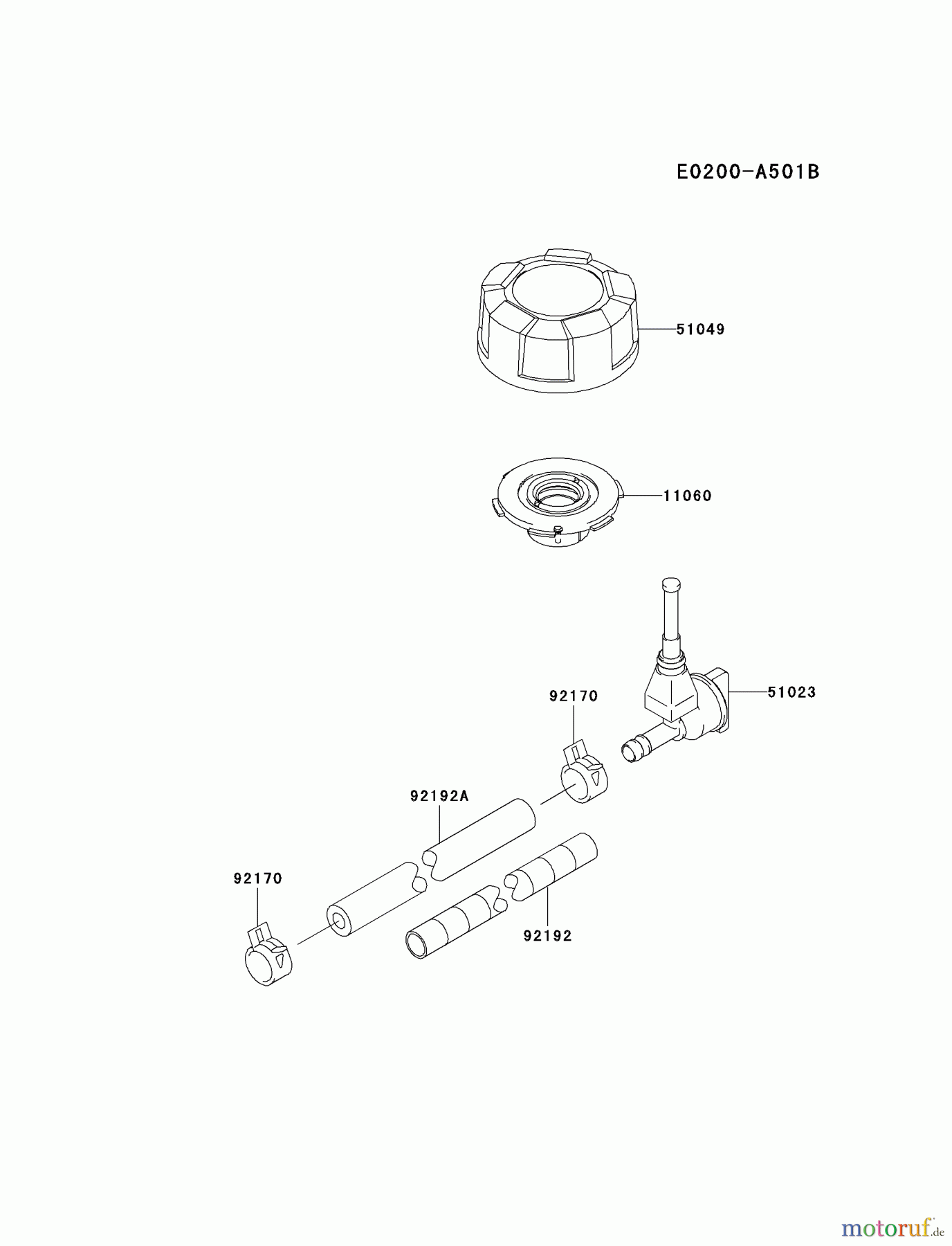  Kawasaki Motoren Motoren Vertikal FH641V - DS25 bis FS481V - BS13 FJ180V-AS22 - Kawasaki FJ180V 4-Stroke Engine FUEL-TANK/FUEL-VALVE