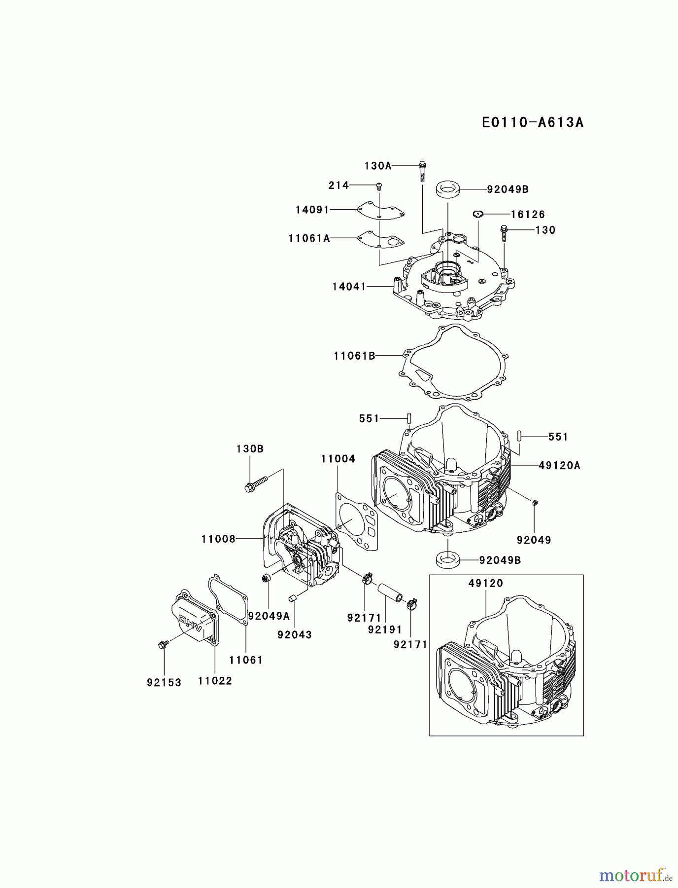  Kawasaki Motoren Motoren Vertikal FH641V - DS25 bis FS481V - BS13 FJ180V-AS27 - Kawasaki FJ180V 4-Stroke Engine CYLINDER/CRANKCASE