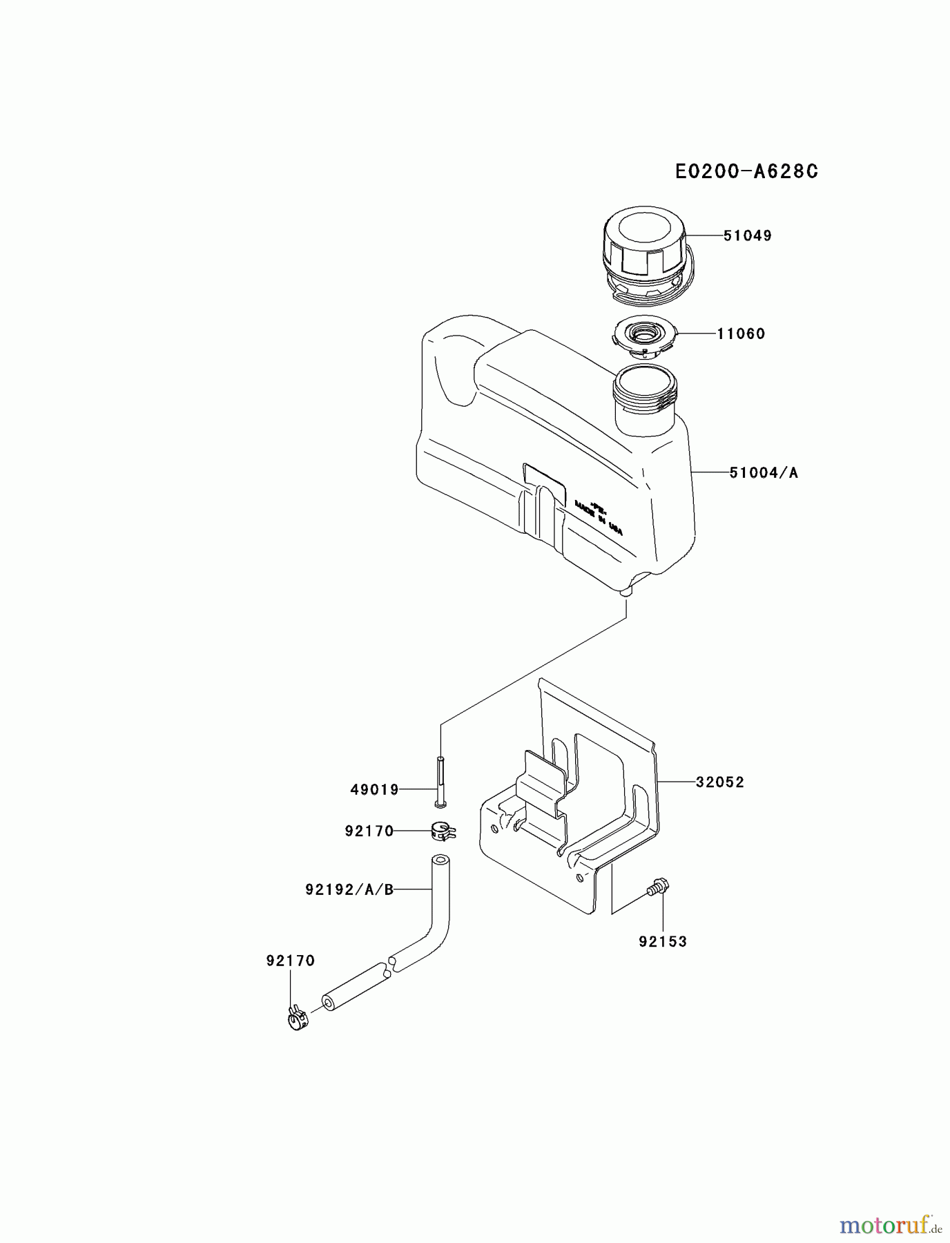  Kawasaki Motoren Motoren Vertikal FH641V - DS25 bis FS481V - BS13 FJ180V-AS27 - Kawasaki FJ180V 4-Stroke Engine FUEL-TANK/FUEL-VALVE