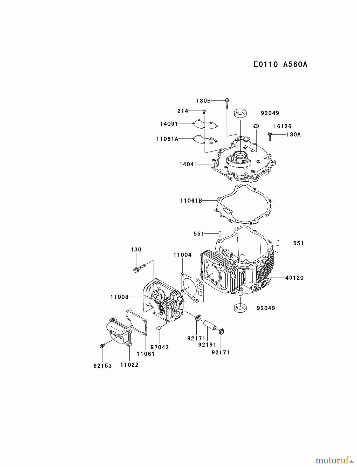  Kawasaki Motoren Motoren Vertikal FH641V - DS25 bis FS481V - BS13 FJ180V-AS28 - Kawasaki FJ180V 4-Stroke Engine CYLINDER/CRANKCASE