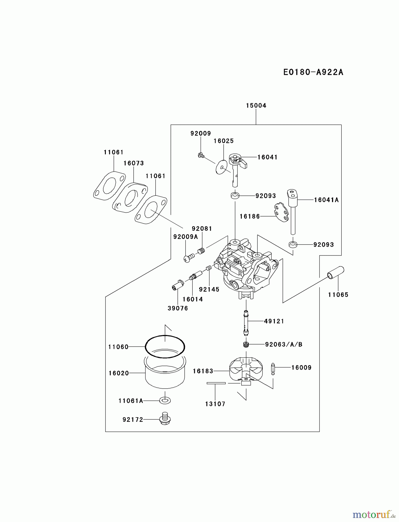  Kawasaki Motoren Motoren Vertikal FH641V - DS25 bis FS481V - BS13 FJ180V-BM09 - Kawasaki FJ180V 4-Stroke Engine CARBURETOR