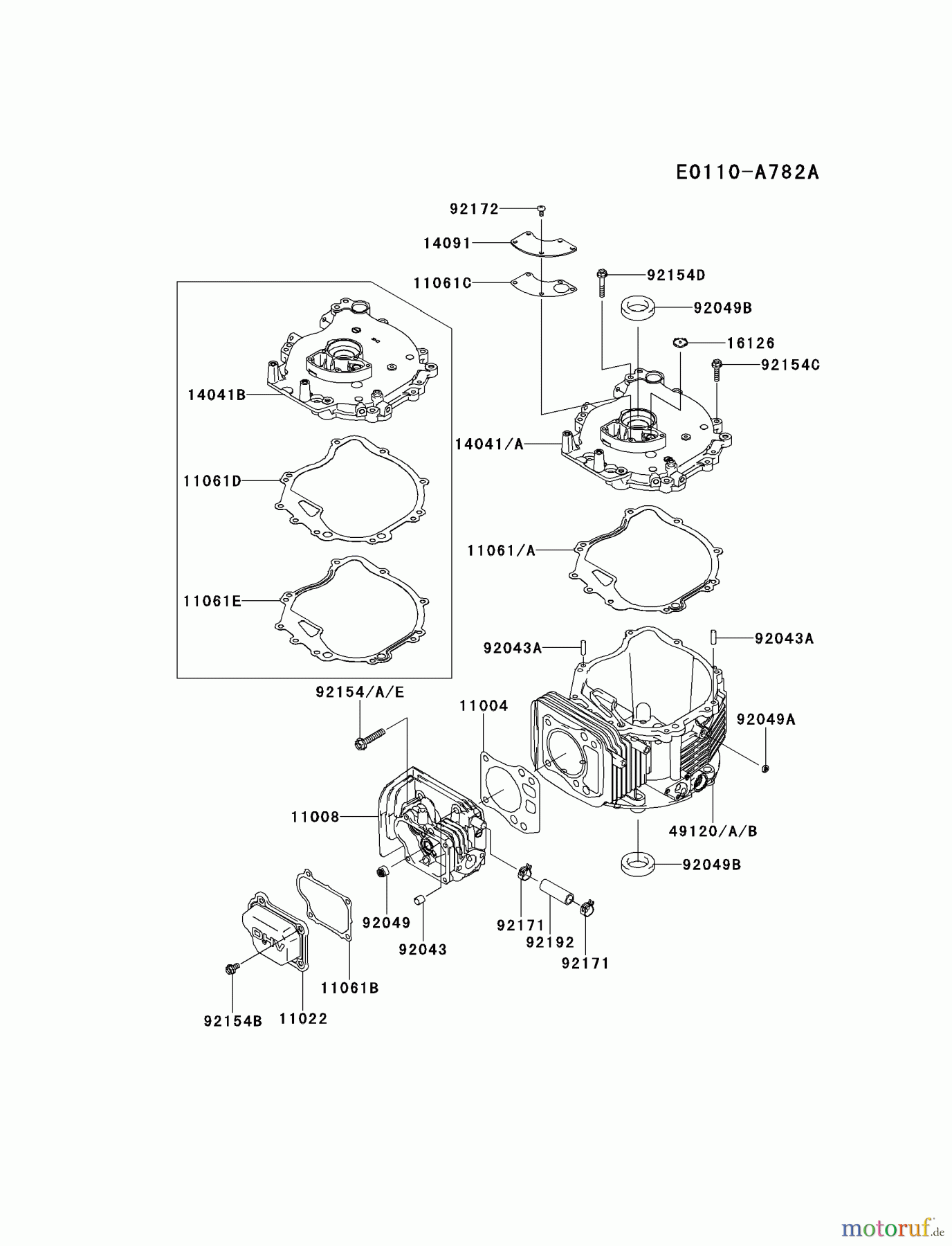  Kawasaki Motoren Motoren Vertikal FH641V - DS25 bis FS481V - BS13 FJ180V-BM11 - Kawasaki FJ180V 4-Stroke Engine CYLINDER/CRANKCASE