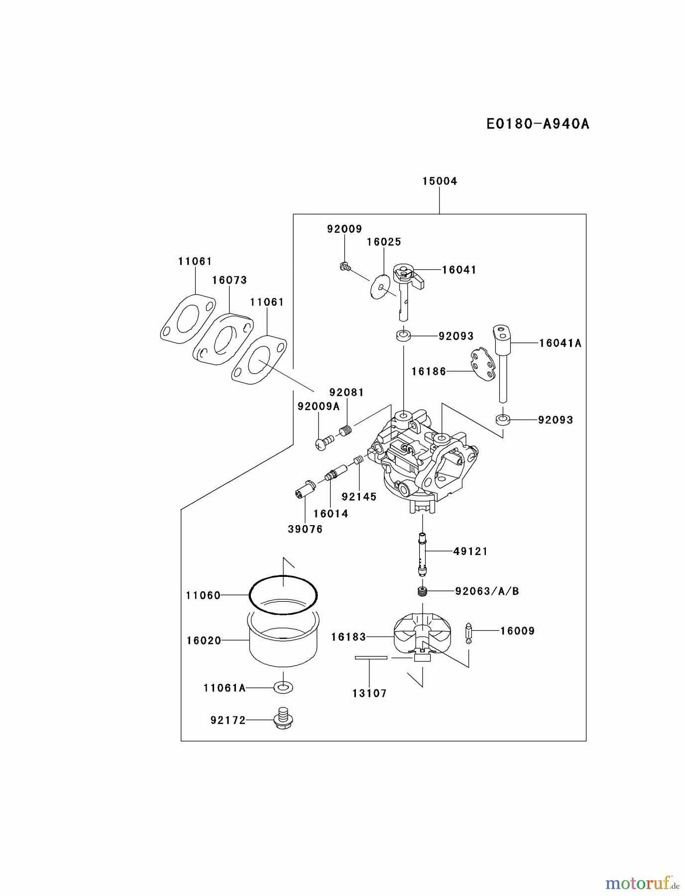  Kawasaki Motoren Motoren Vertikal FH641V - DS25 bis FS481V - BS13 FJ180V-BM13 - Kawasaki FJ180V 4-Stroke Engine CARBURETOR