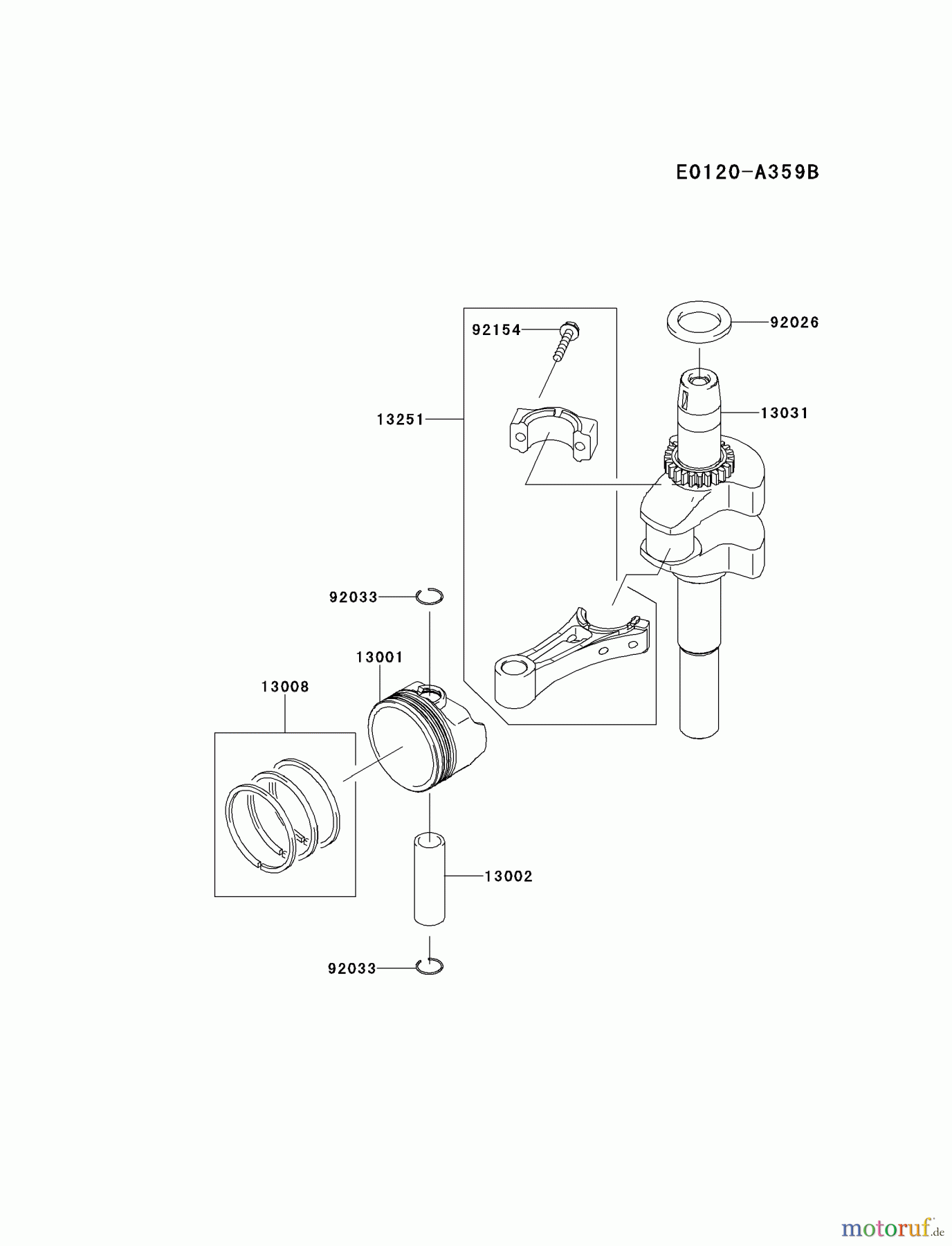  Kawasaki Motoren Motoren Vertikal FH641V - DS25 bis FS481V - BS13 FJ180V-AM21 - Kawasaki FJ180V 4-Stroke Engine PISTON/CRANKSHAFT