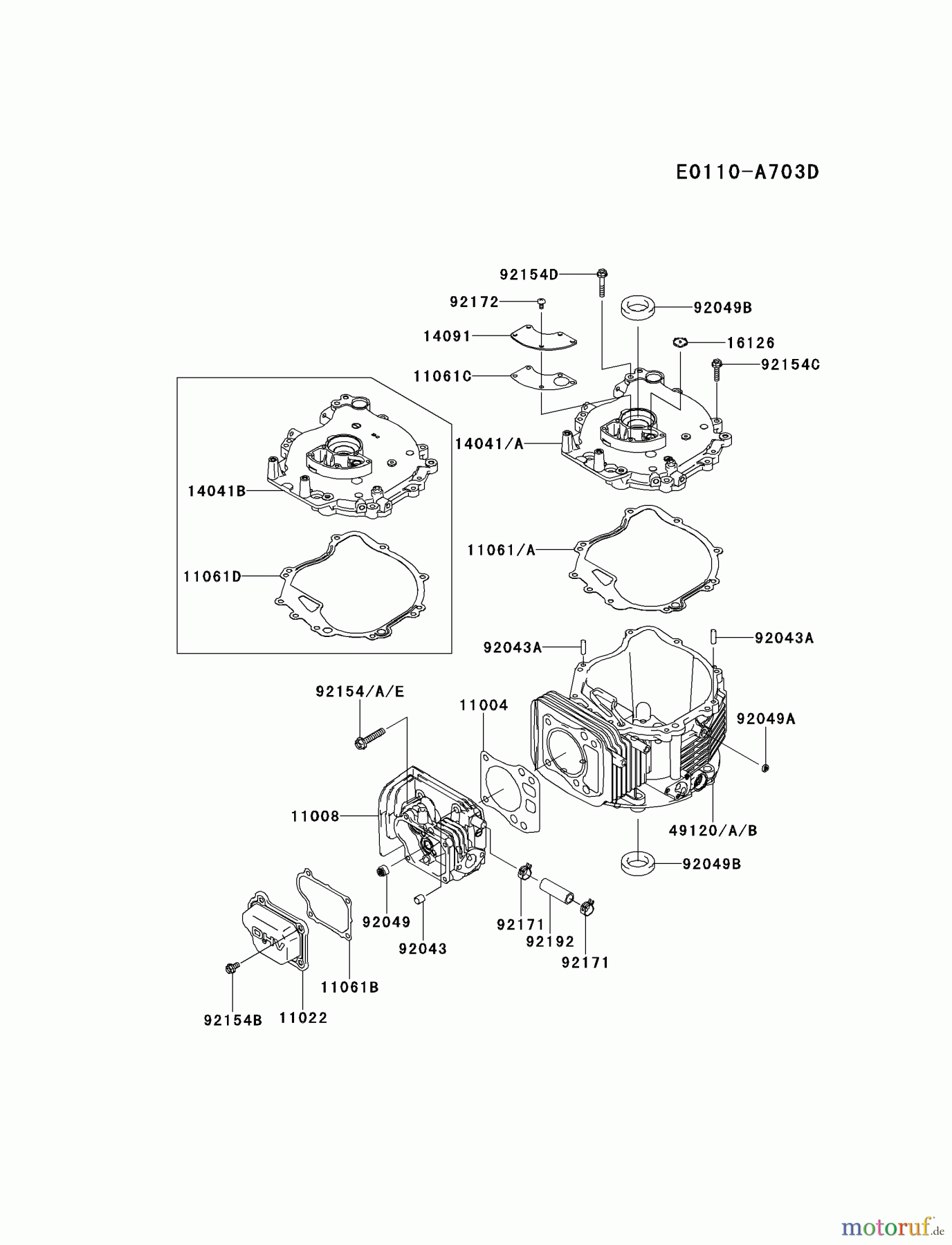  Kawasaki Motoren Motoren Vertikal FH641V - DS25 bis FS481V - BS13 FJ180V-AM18 - Kawasaki FJ180V 4-Stroke Engine CYLINDER/CRANKCASE