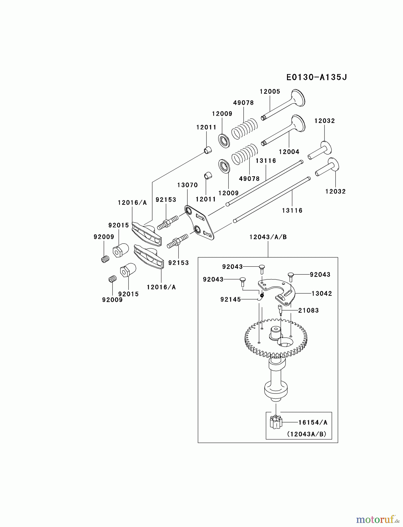  Kawasaki Motoren Motoren Vertikal FH641V - DS25 bis FS481V - BS13 FJ180V-AS19 - Kawasaki FJ180V 4-Stroke Engine VALVE/CAMSHAFT