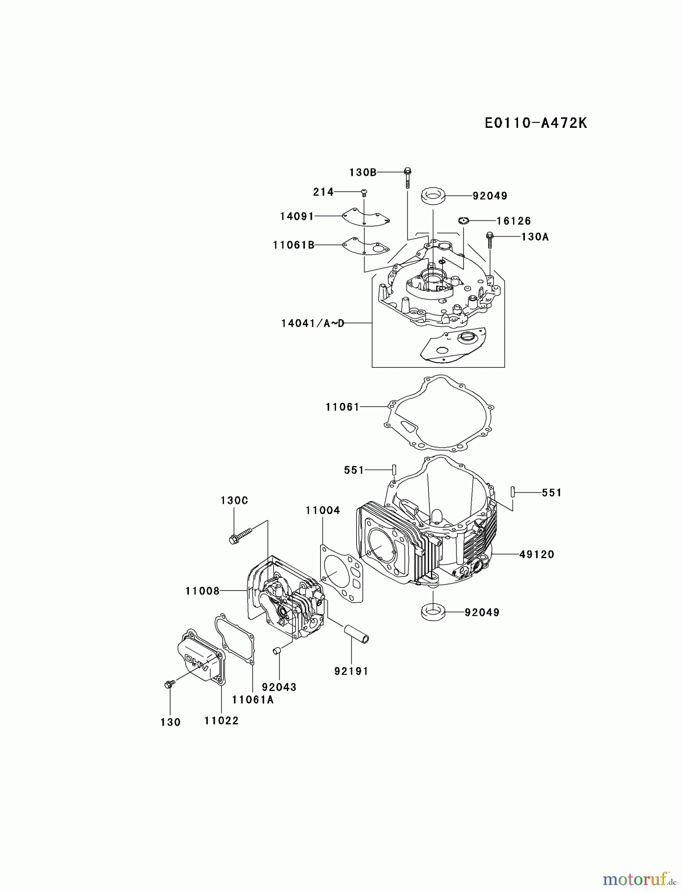  Kawasaki Motoren Motoren Vertikal FH641V - DS25 bis FS481V - BS13 FJ180V-AS18 - Kawasaki FJ180V 4-Stroke Engine CYLINDER/CRANKCASE