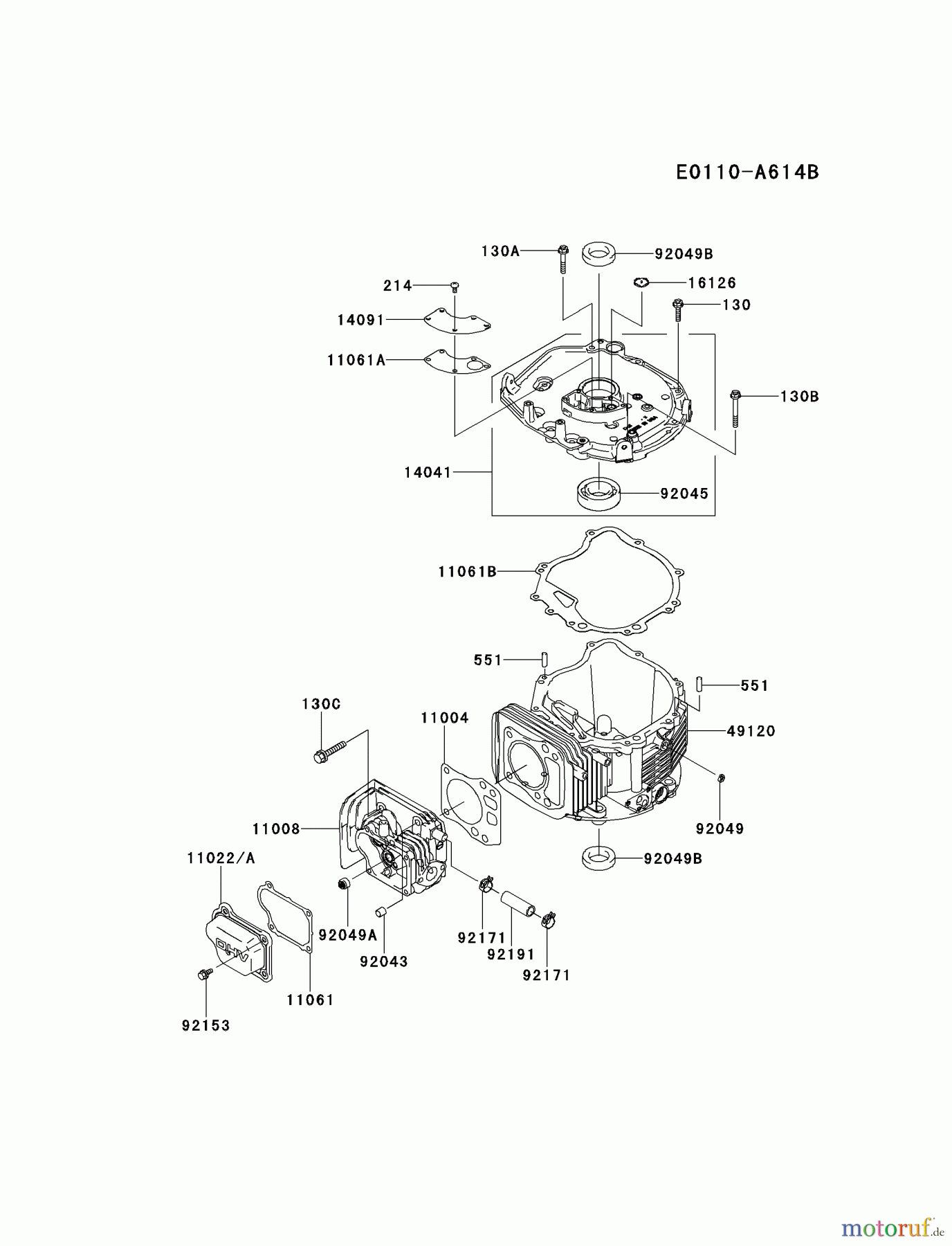  Kawasaki Motoren Motoren Vertikal FH641V - DS25 bis FS481V - BS13 FJ180V-BS33 - Kawasaki FJ180V 4-Stroke Engine CYLINDER/CRANKCASE