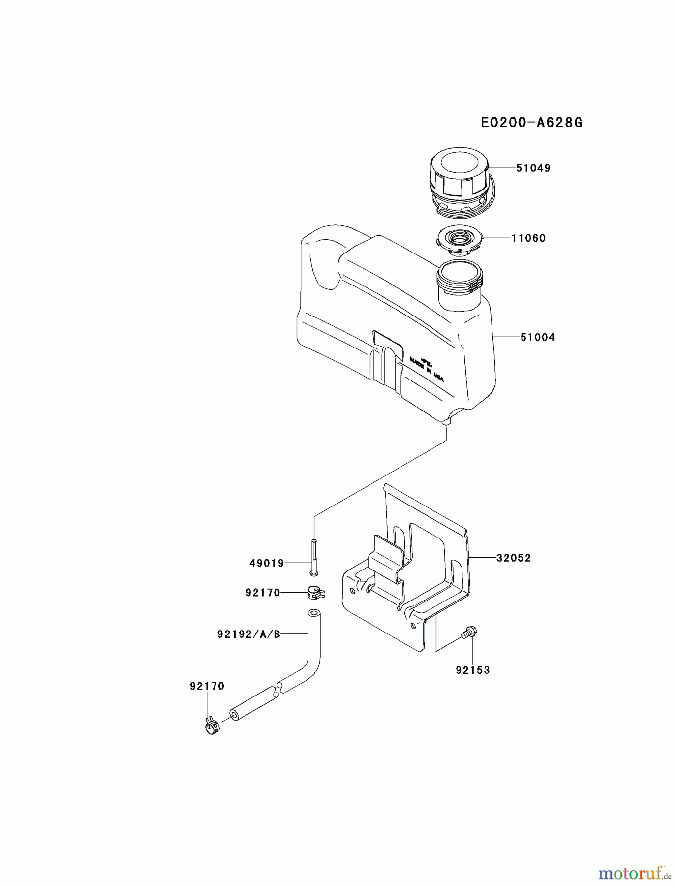  Kawasaki Motoren Motoren Vertikal FH641V - DS25 bis FS481V - BS13 FJ180V-BS33 - Kawasaki FJ180V 4-Stroke Engine FUEL-TANK/FUEL-VALVE