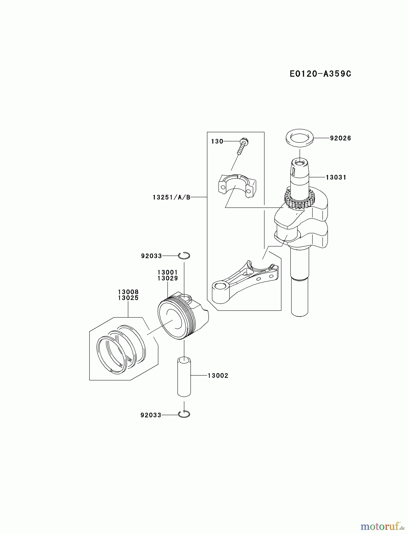  Kawasaki Motoren Motoren Vertikal FH641V - DS25 bis FS481V - BS13 FJ180V-AS33 - Kawasaki FJ180V 4-Stroke Engine PISTON/CRANKSHAFT